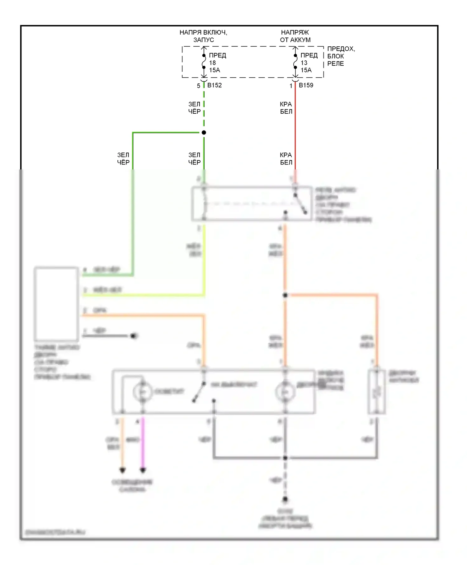 Forester Subaru SF рестайлинг (2000-2002): Электросхема антиобледенителя дворника 