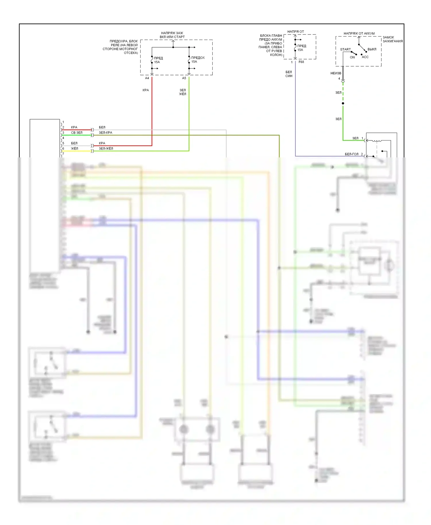 Forester Subaru SF рестайлинг (2000-2002): Электросхема подушек безопасности, без боковой подушки безопасности 