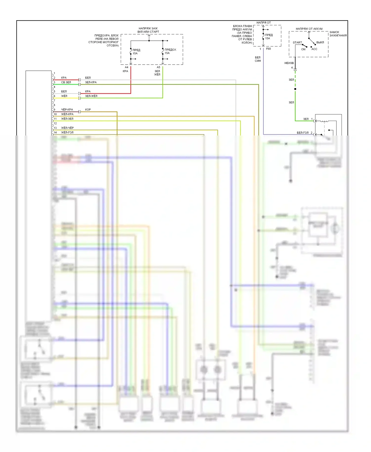 Forester Subaru SF рестайлинг (2000-2002): Электросхема подушек безопасности, с боковой подушкой безопасности 