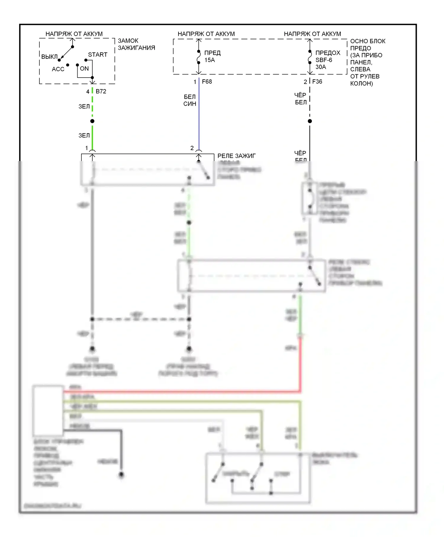 Forester Subaru SF рестайлинг (2000-2002): Электросхема люка 