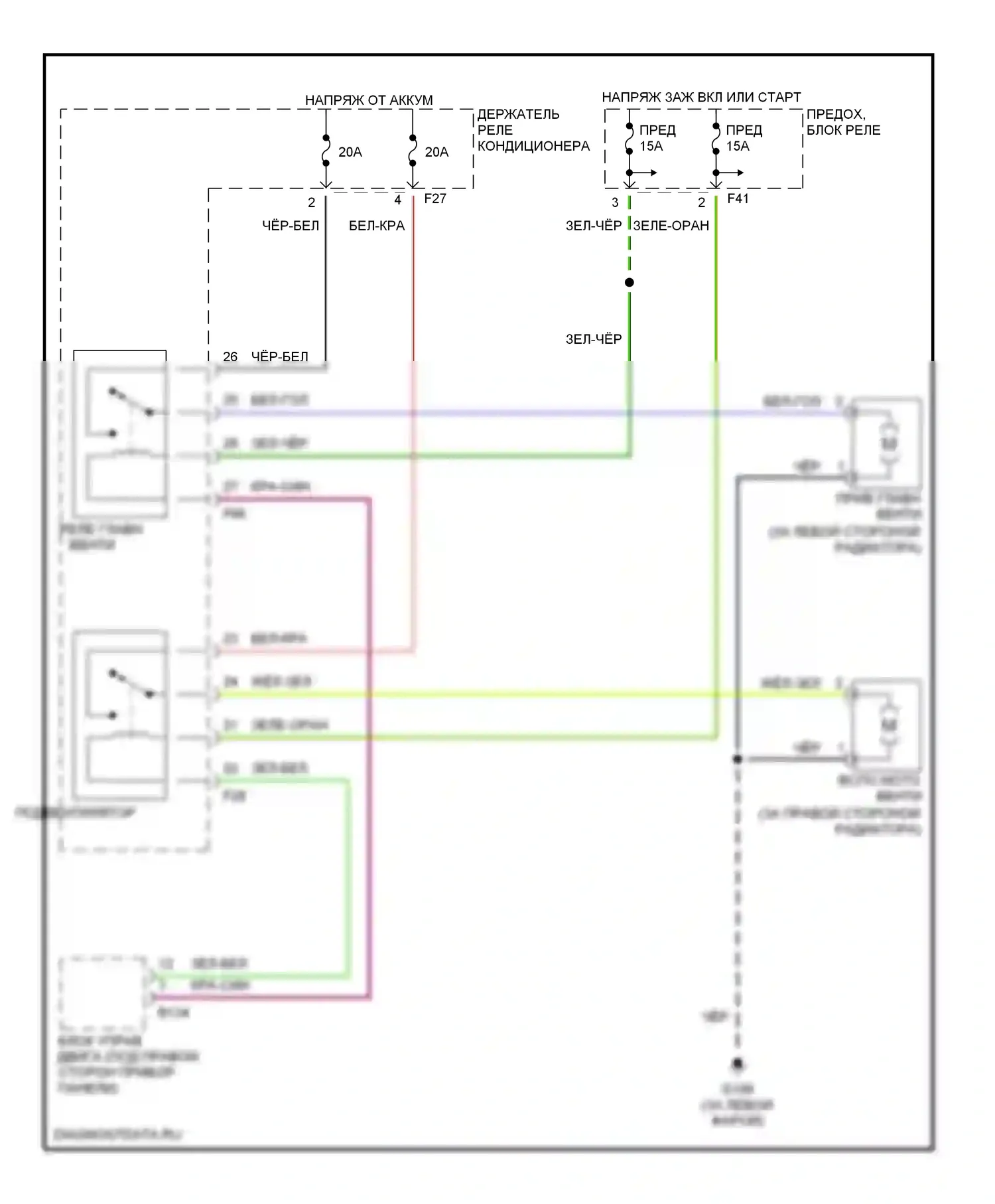 Forester Subaru SF рестайлинг (2000-2002): Электросхема вентилятора охлаждения 