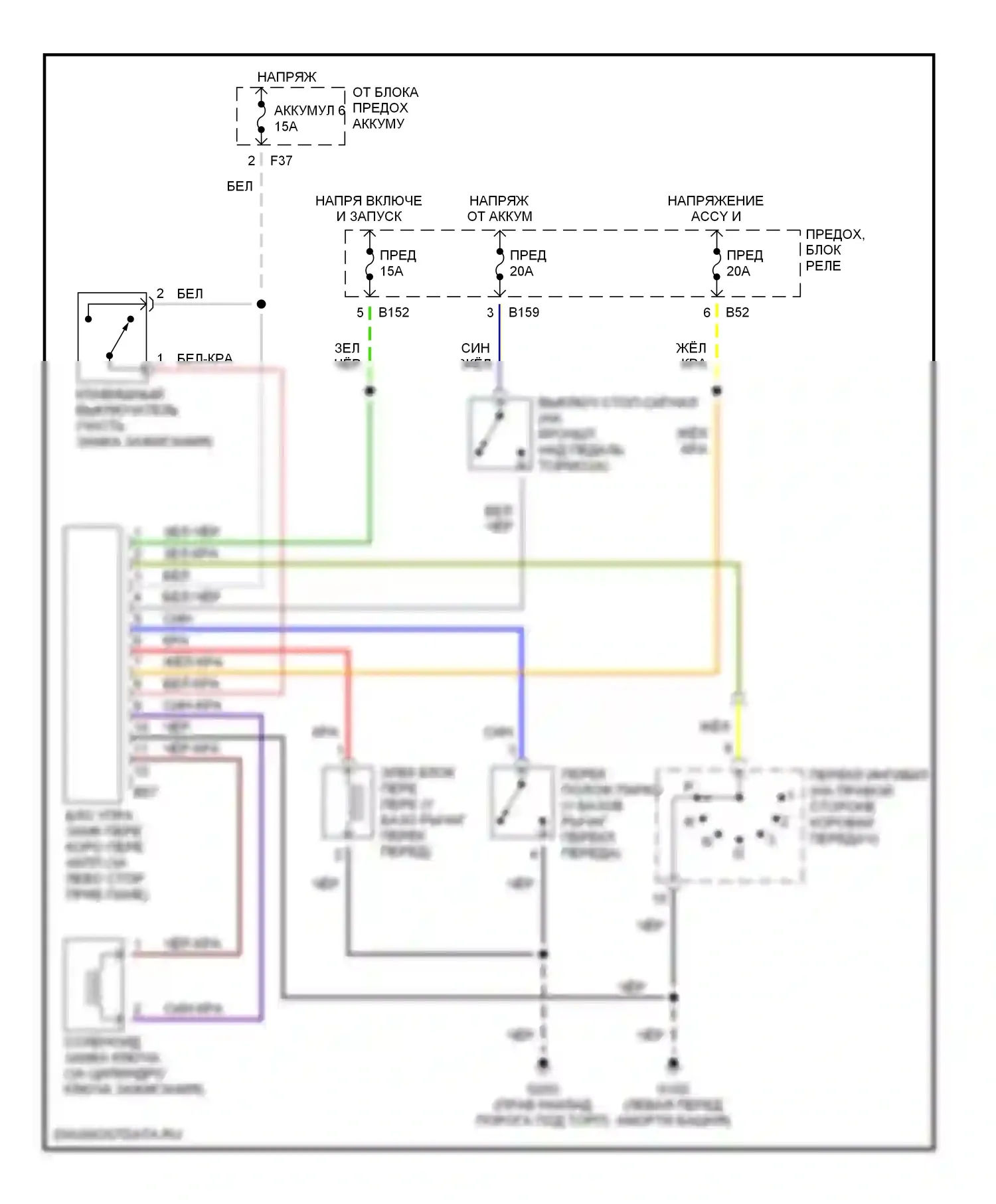 Forester Subaru SF (1997-2000): Электросхема блокировки селектора 