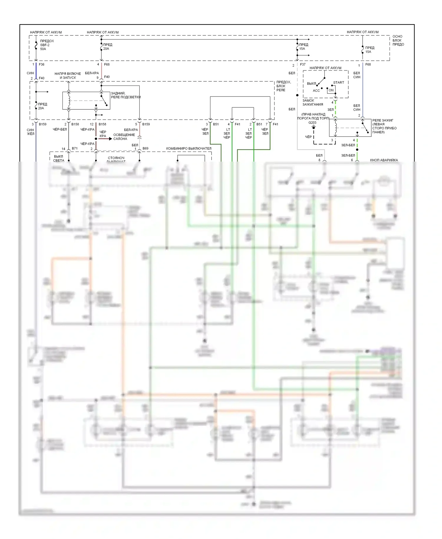 Forester Subaru SF (1997-2000): Электросхема фар и фонарей 