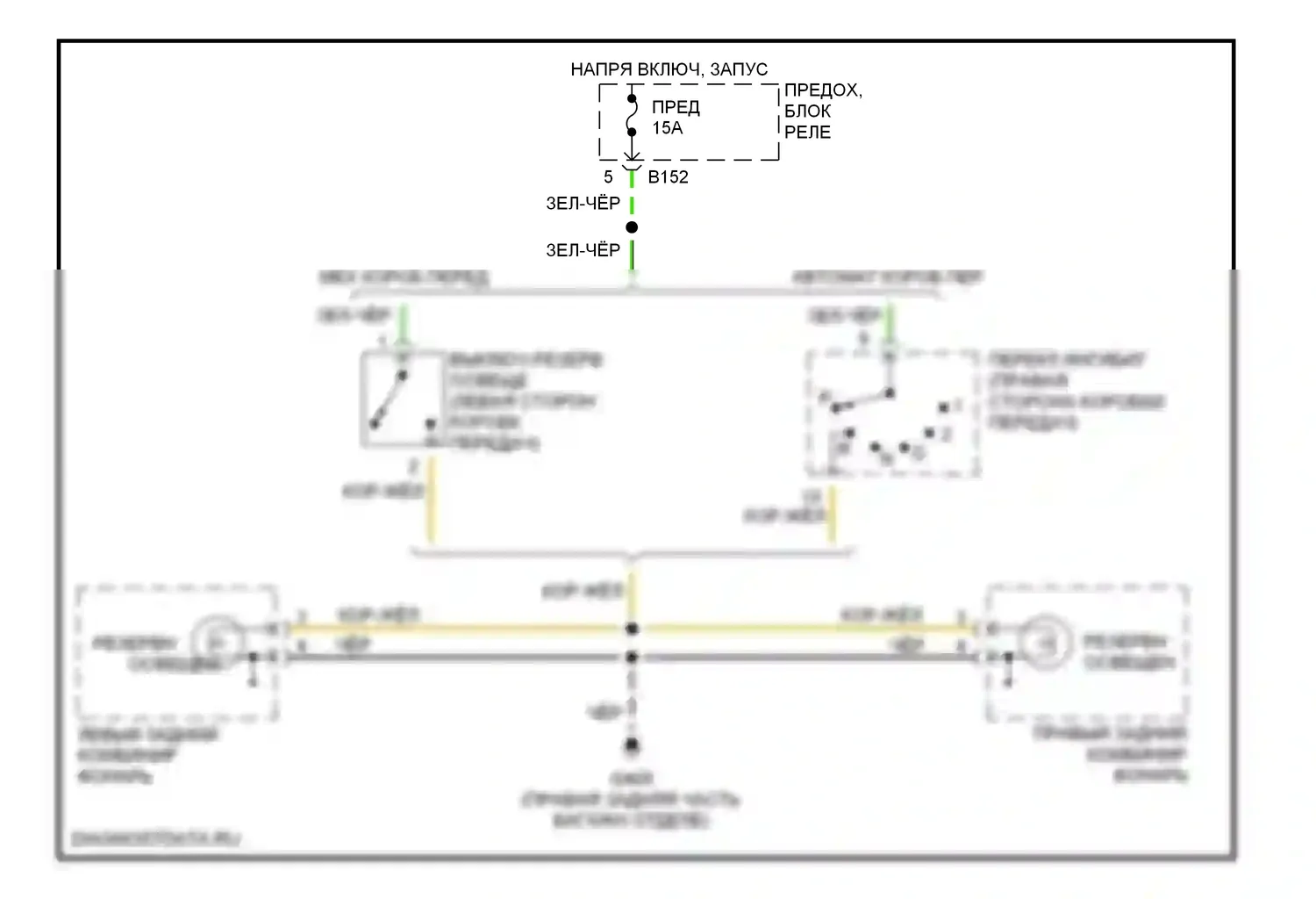 Forester Subaru SF (1997-2000): Электросхема фонарей заднего хода 