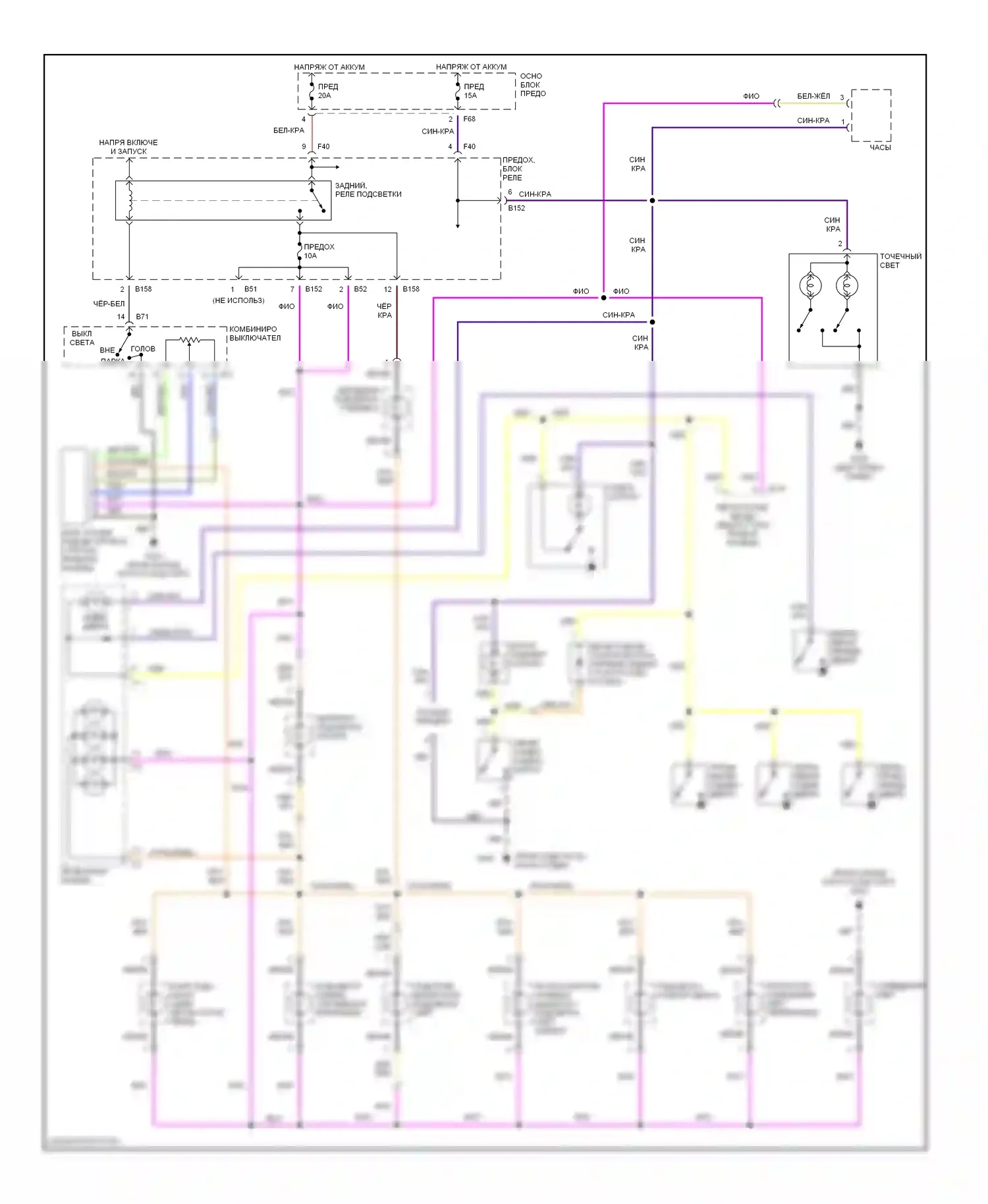 Forester Subaru SF (1997-2000): Электросхема внутреннего освещения 