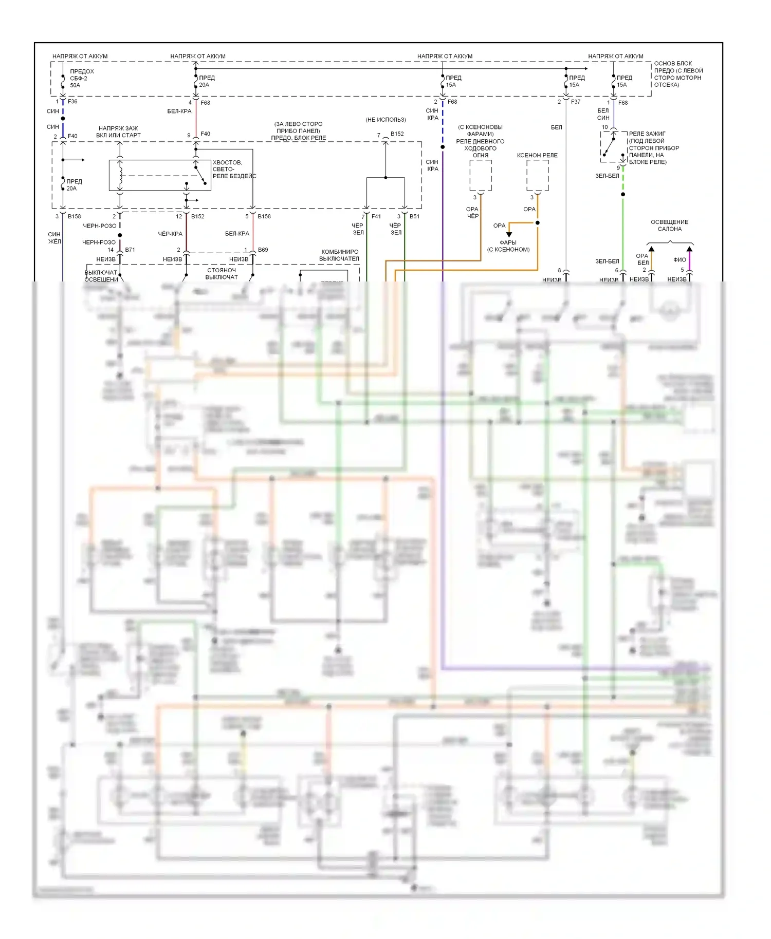 Forester Subaru SG рестайлинг (2005-2008): Электросхема фар и фонарей 