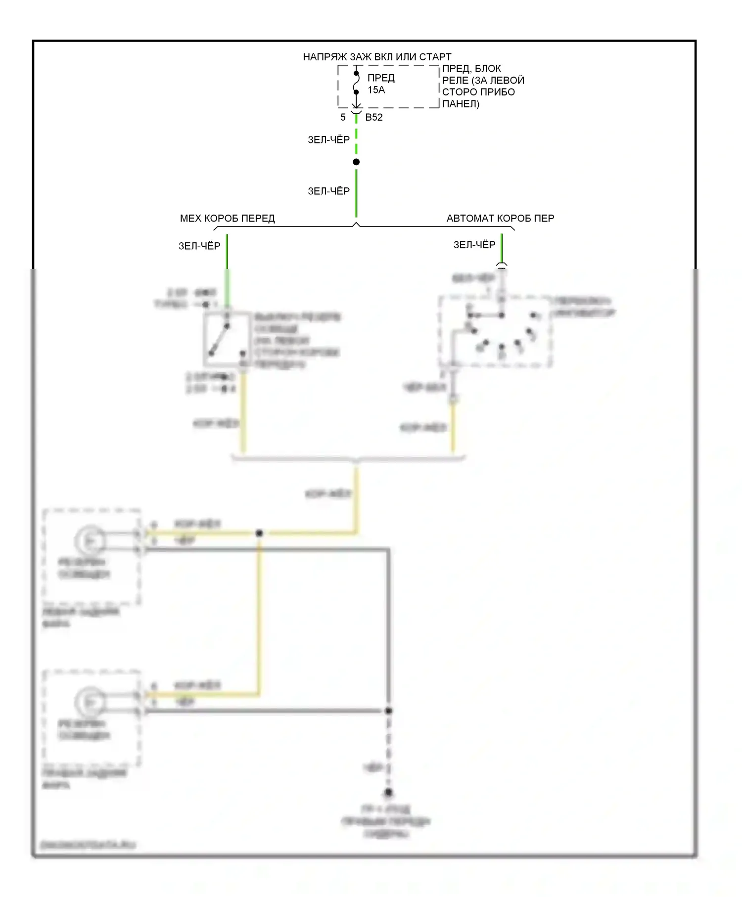 Forester Subaru SG рестайлинг (2005-2008): Электросхема фонарей заднего хода 
