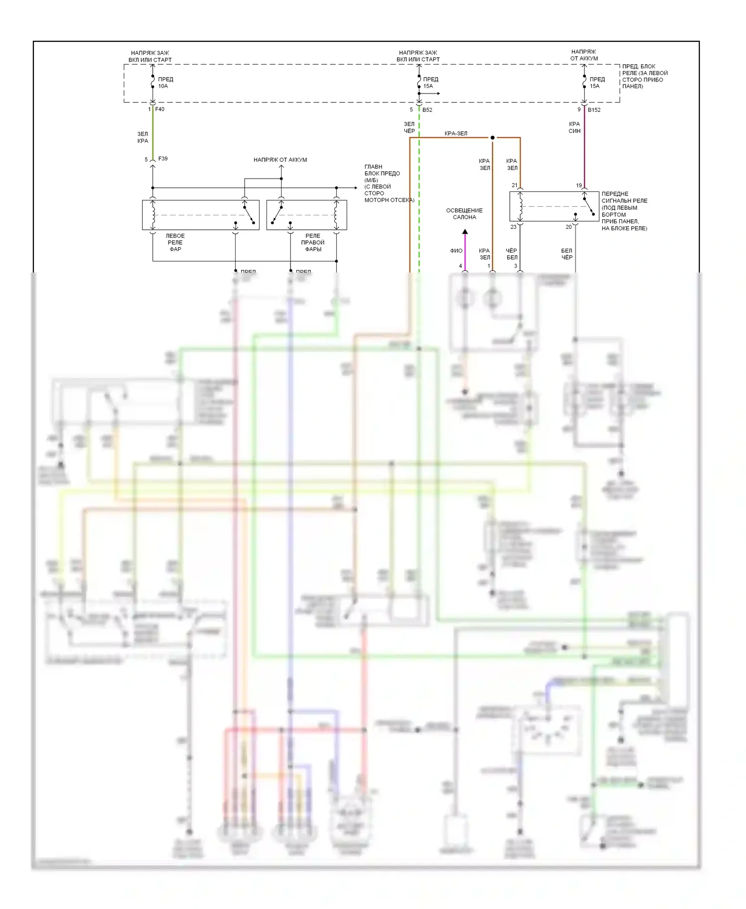 Forester Subaru SG рестайлинг (2005-2008): Электросхема фар, без разряда высокой интенсивности 