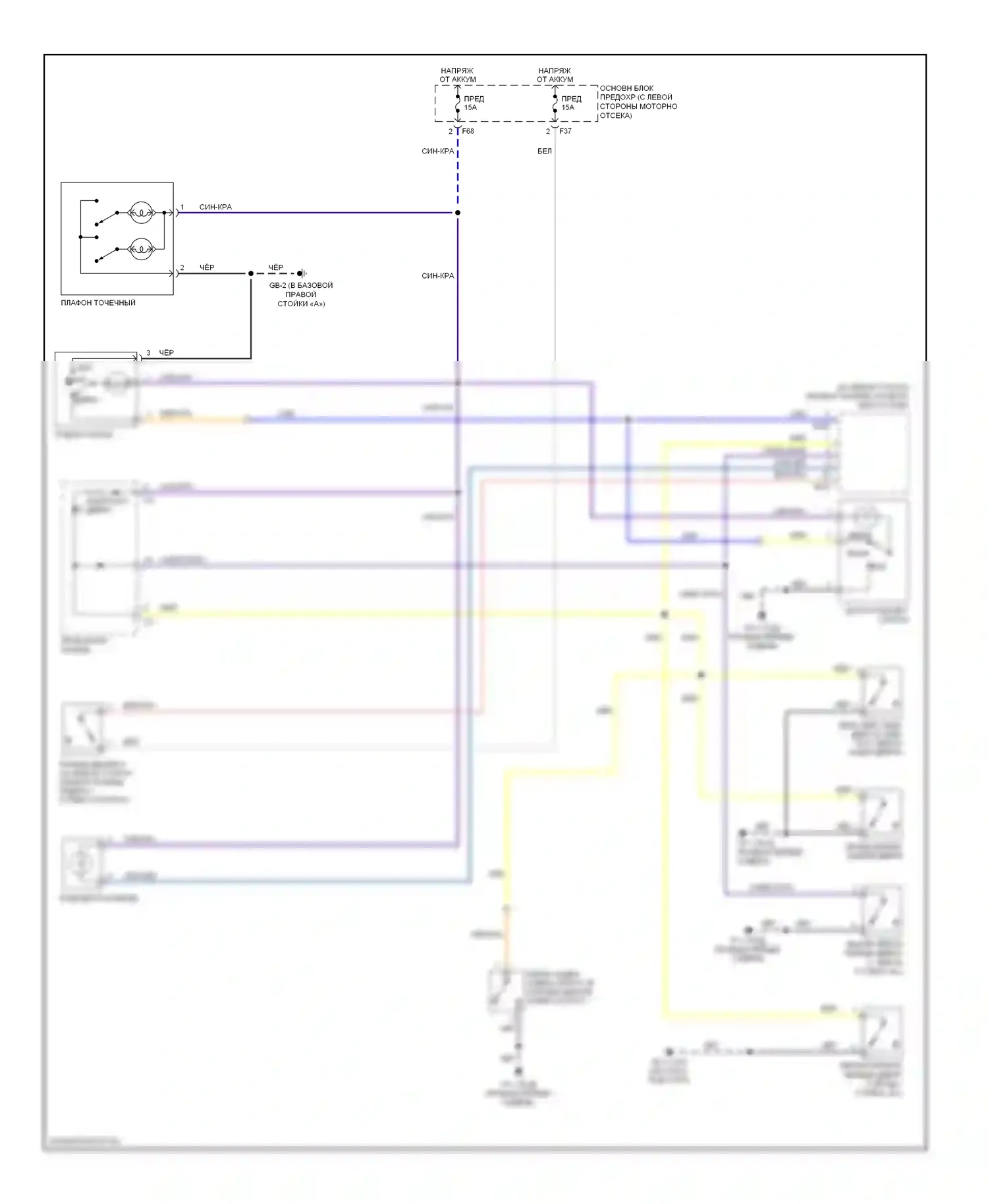 Forester Subaru SG рестайлинг (2005-2008): Электросхема освещения салона 