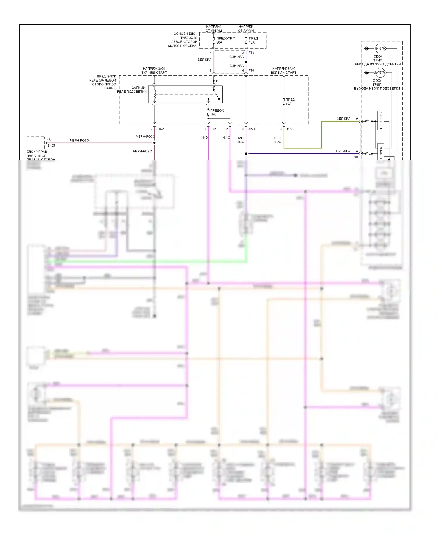 Forester Subaru SG рестайлинг (2005-2008): Электросхема подсветки приборной панели 