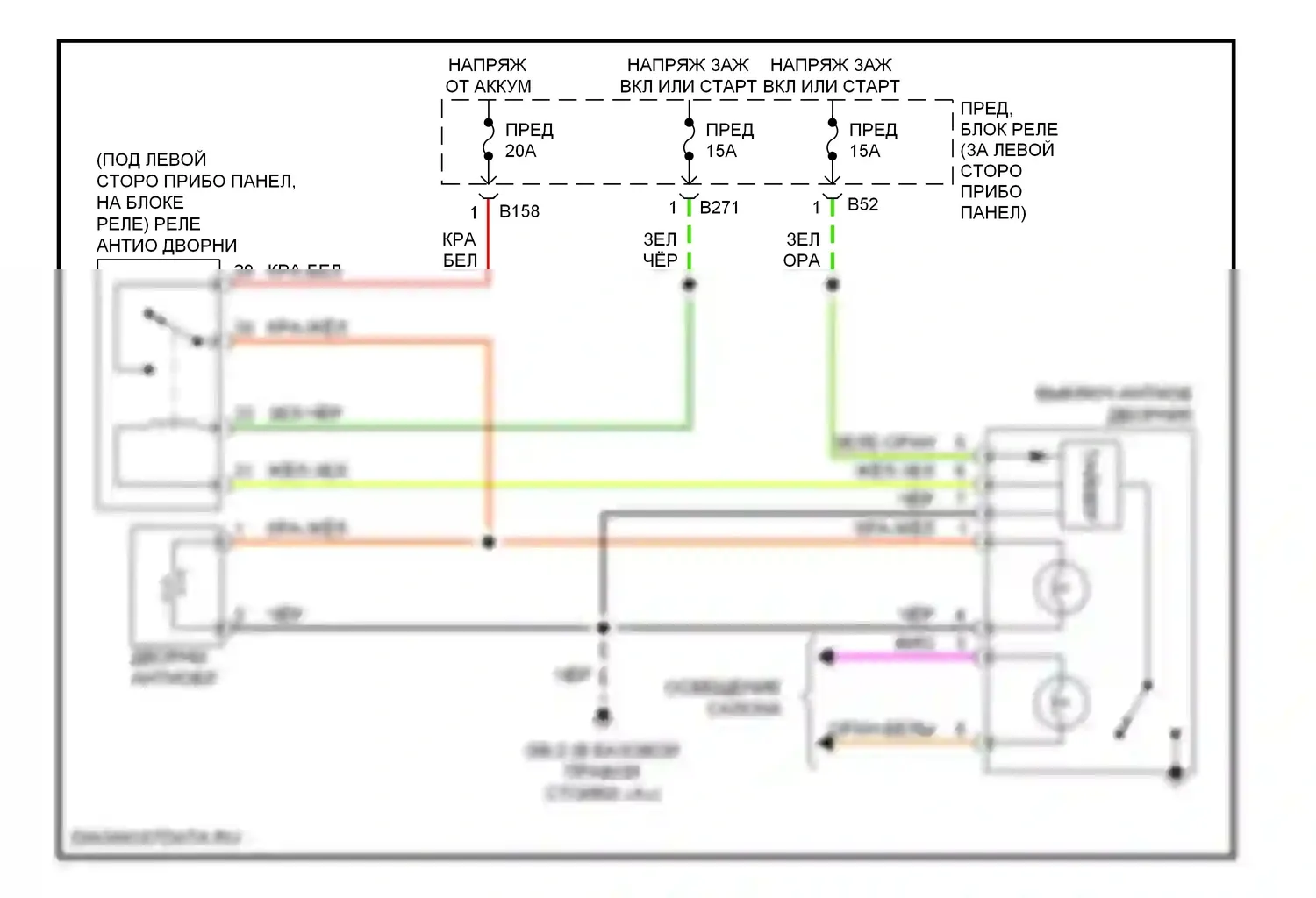 Forester Subaru SG рестайлинг (2005-2008): Электросхема антиобледенителя дворника 