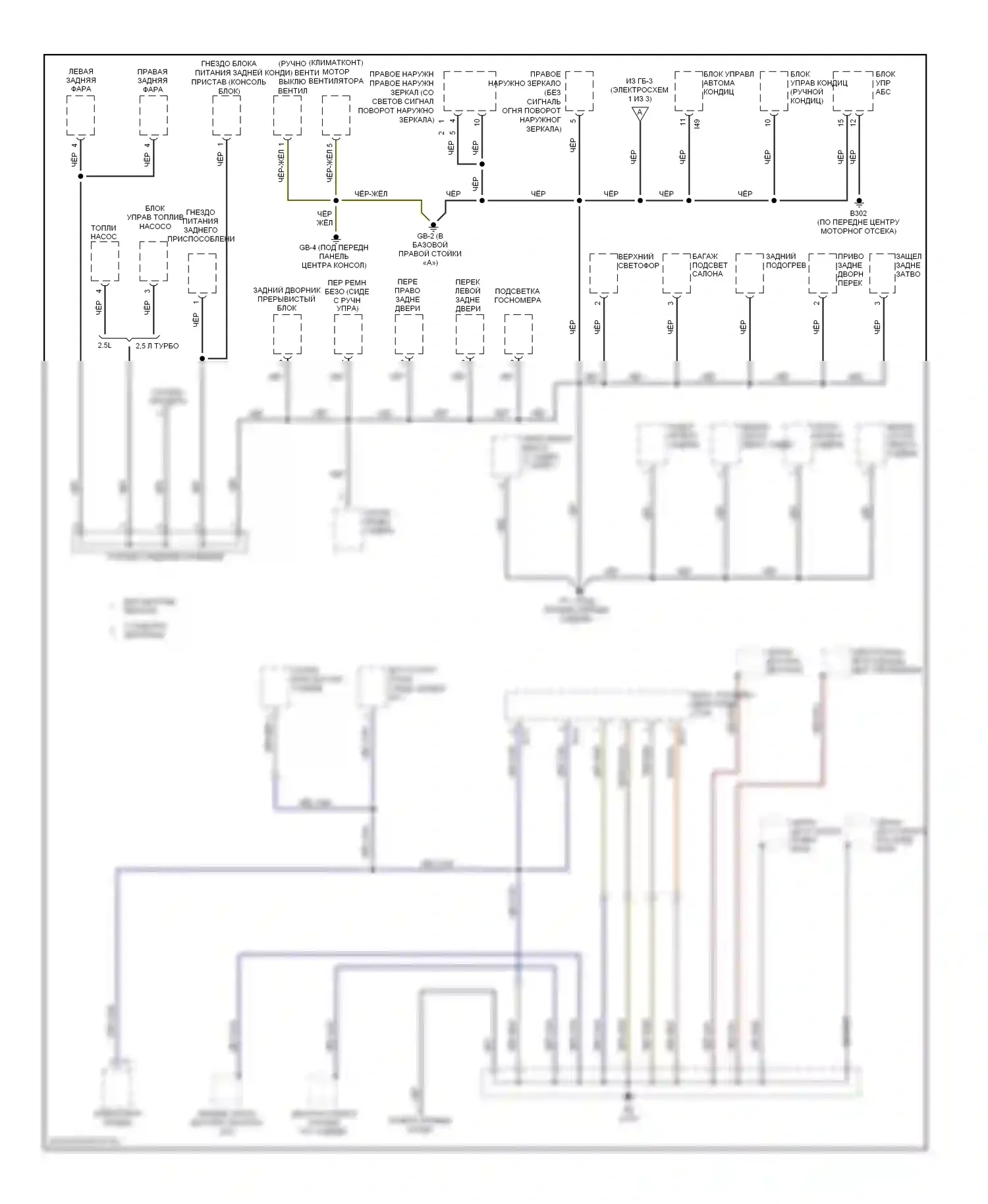 Forester Subaru SG рестайлинг (2005-2008): Электросхема точек подключения масс (2 из 3) 