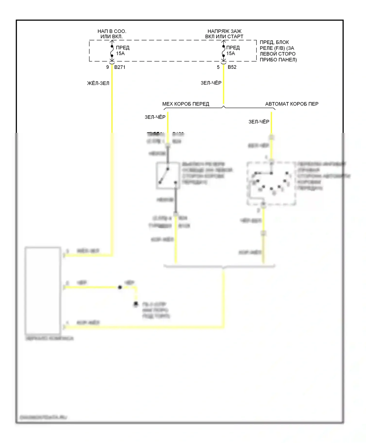 Forester Subaru SG рестайлинг (2005-2008): Электросхема автоматического дневного/ночного зеркала 