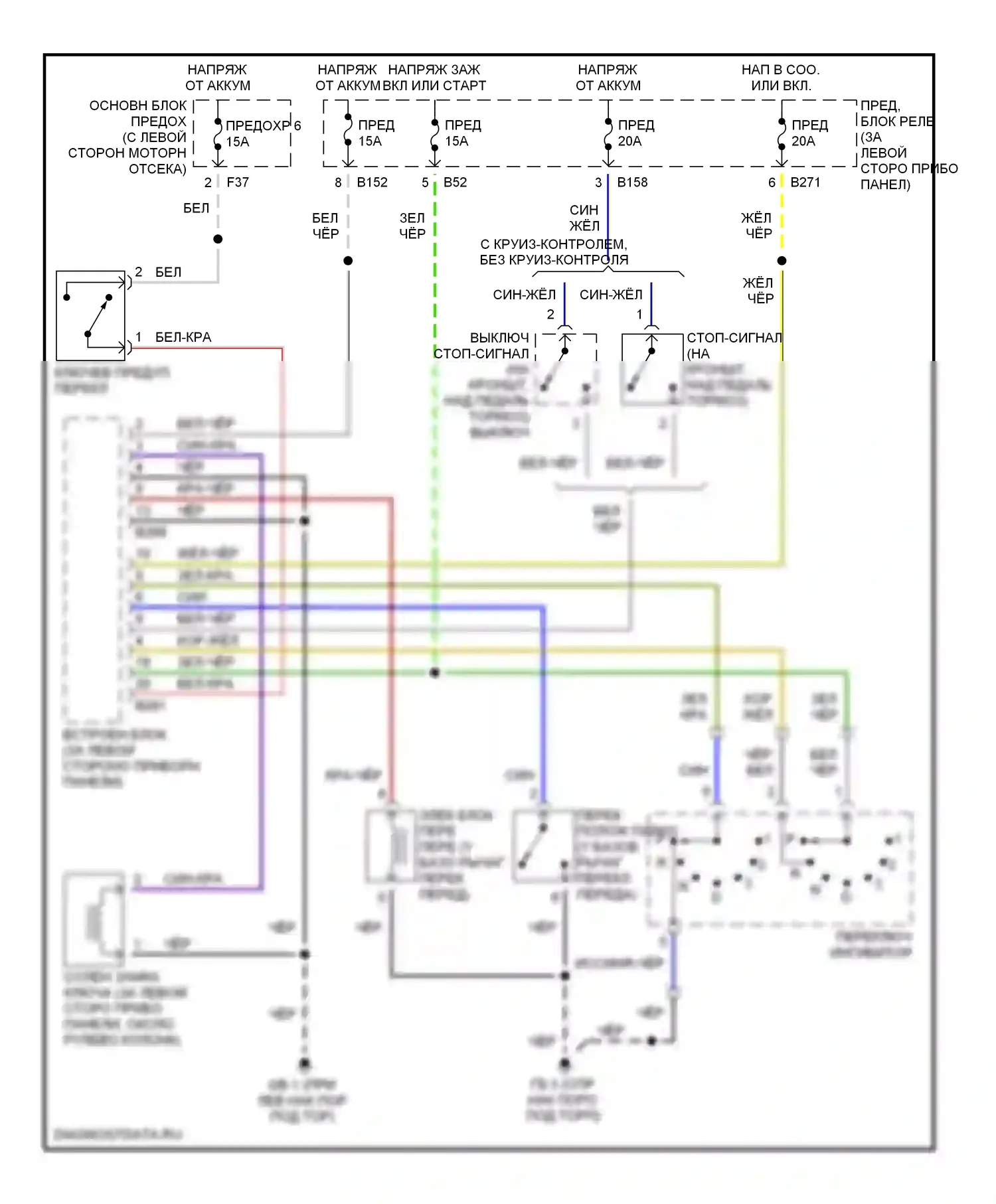 Forester Subaru SG (2002-2005): Электросхема блокировки селектора 