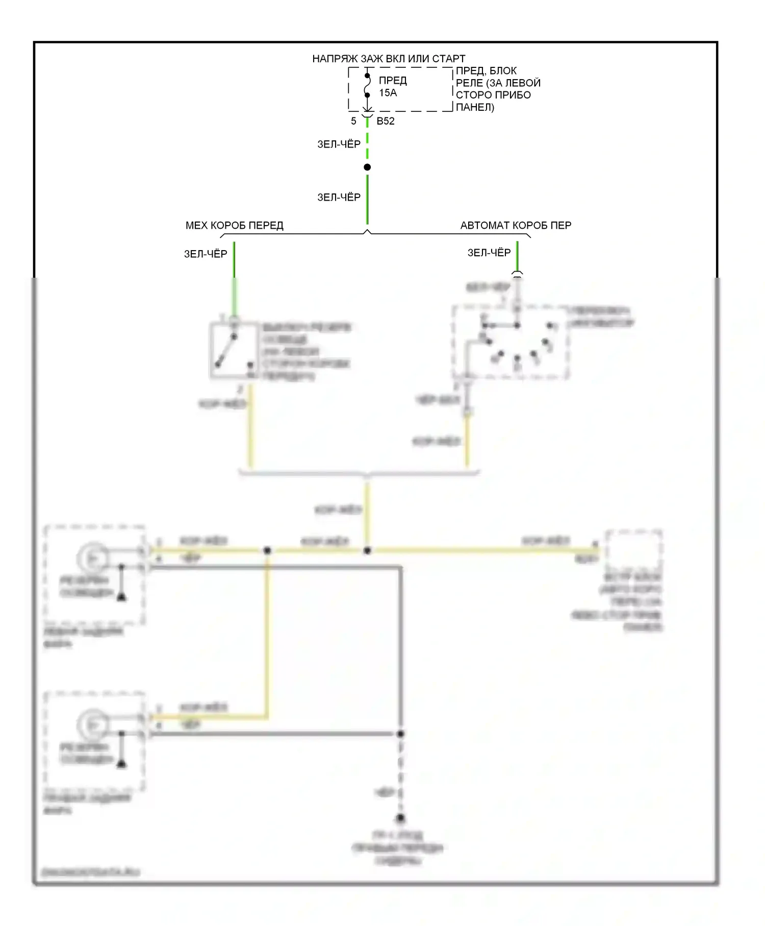Forester Subaru SG (2002-2005): Электросхема фонарей заднего хода 