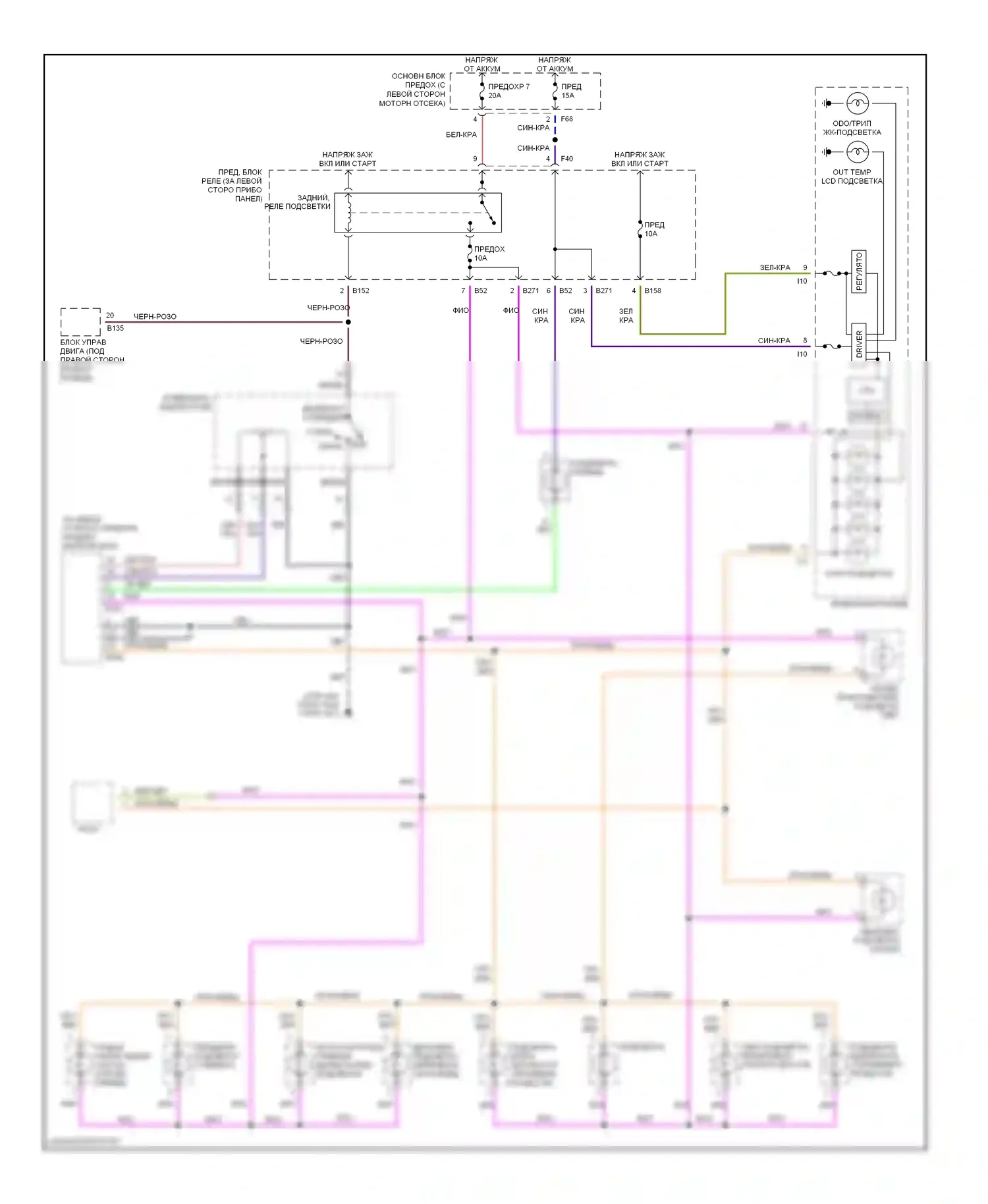Forester Subaru SG (2002-2005): Электросхема подсветки приборной панели 