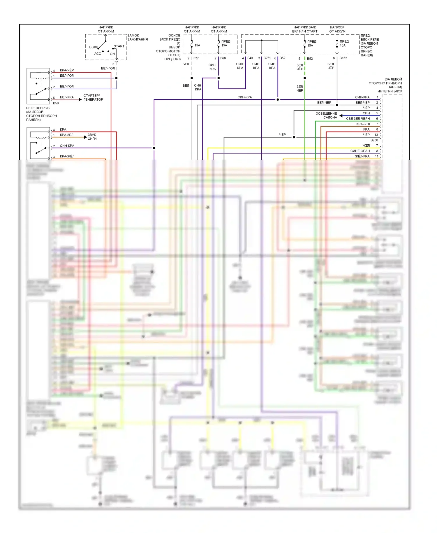 Forester Subaru SG (2002-2005): Электросхема центрального замка, с бесключевым доступом 