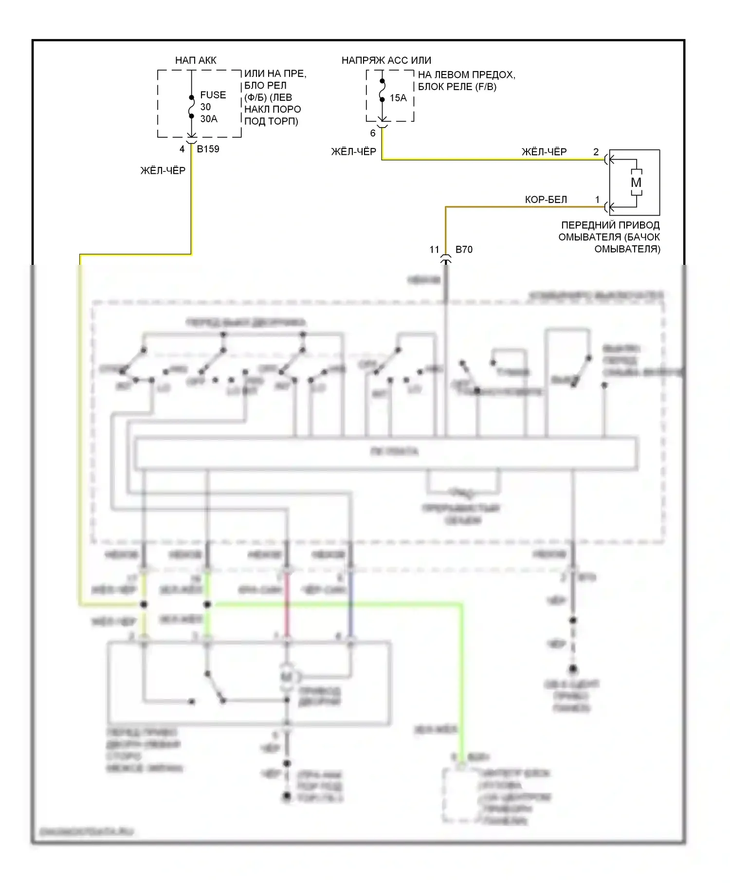 Forester Subaru SH рестайлинг (2010-2013): Электросхема передних дворников и омывателей 