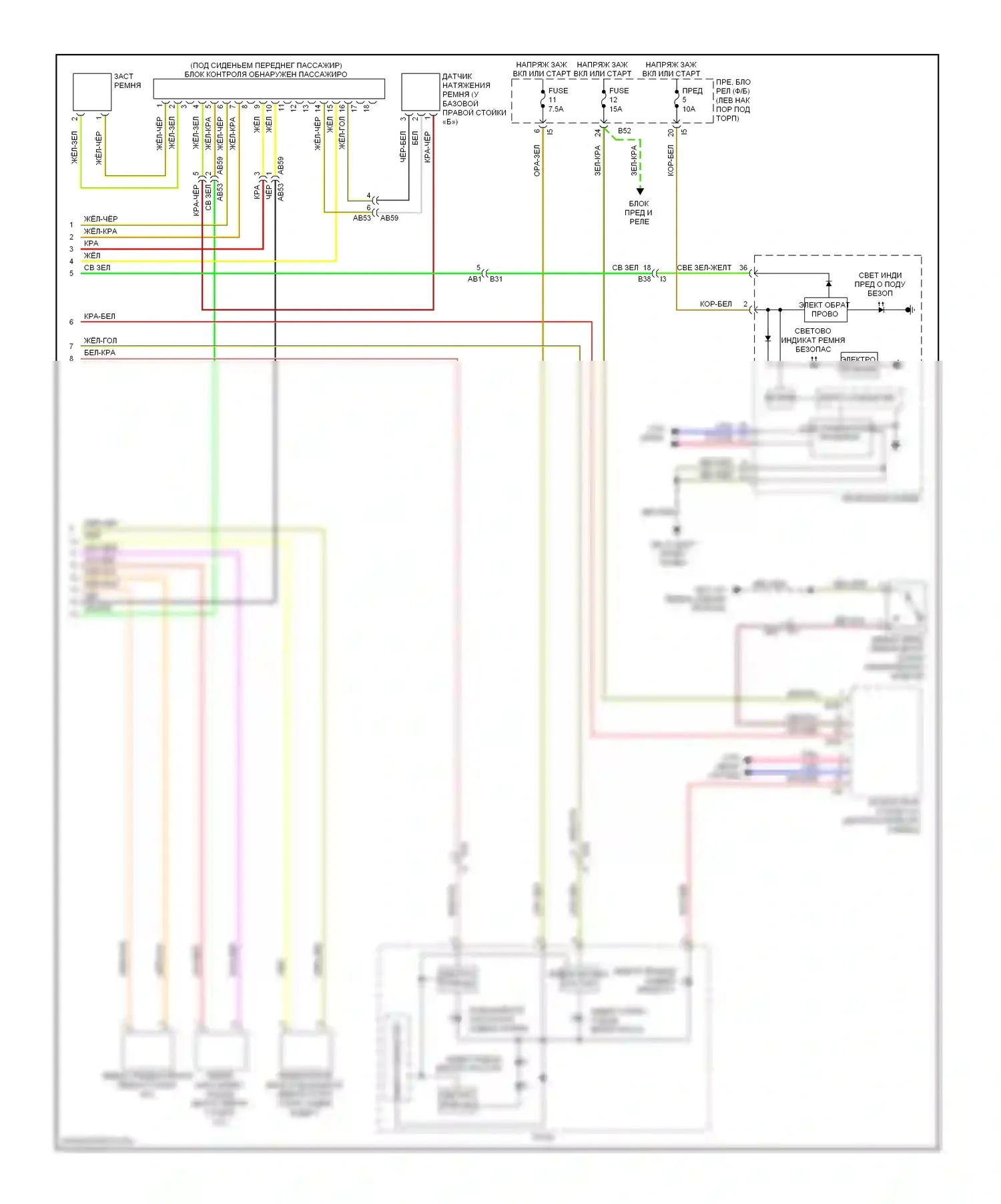Forester Subaru SH рестайлинг (2010-2013): Электросхема подушек безопасности (2 из 2) 
