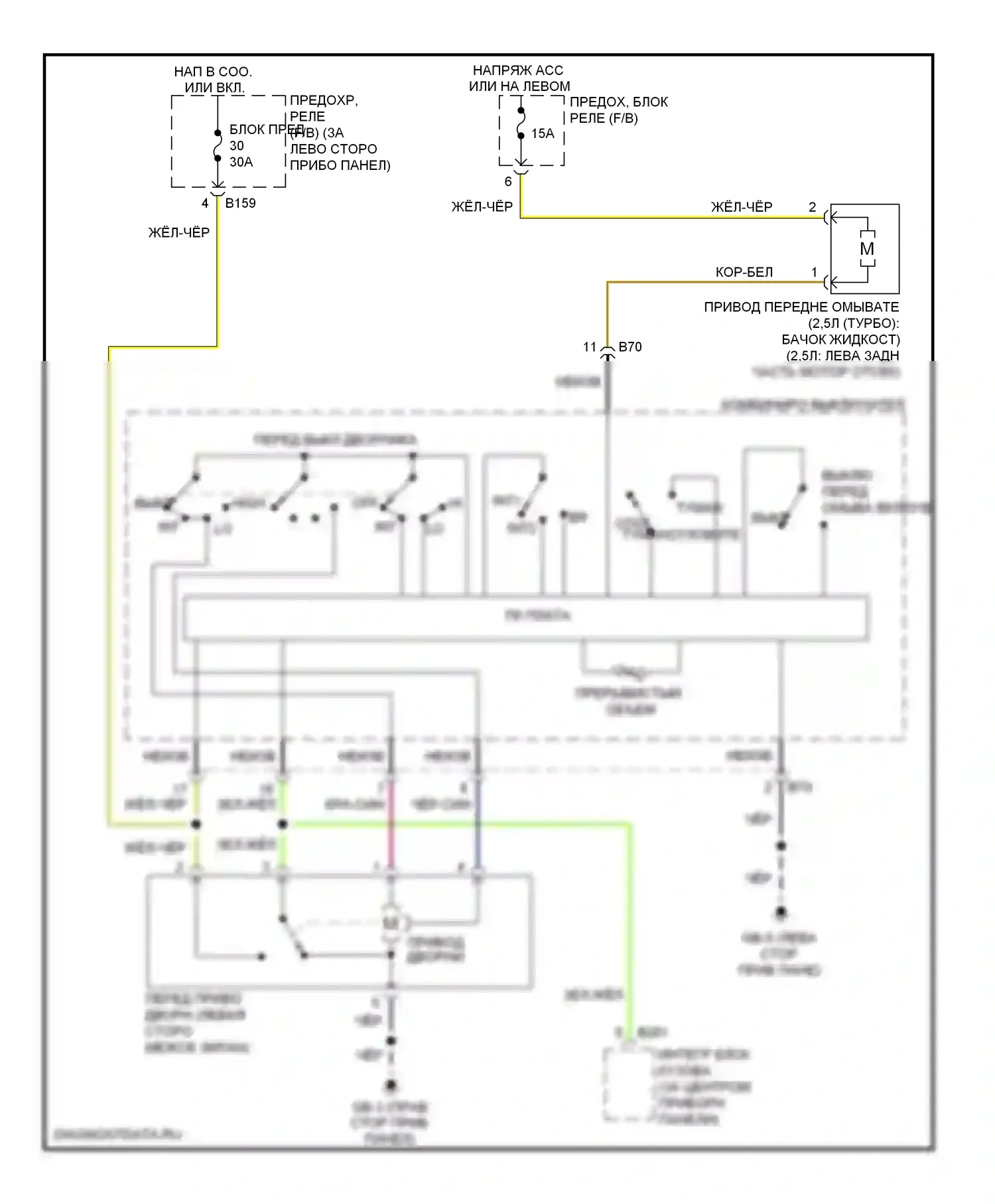 Forester Subaru SH (2007-2011): Электросхема передних дворников и омывателей 