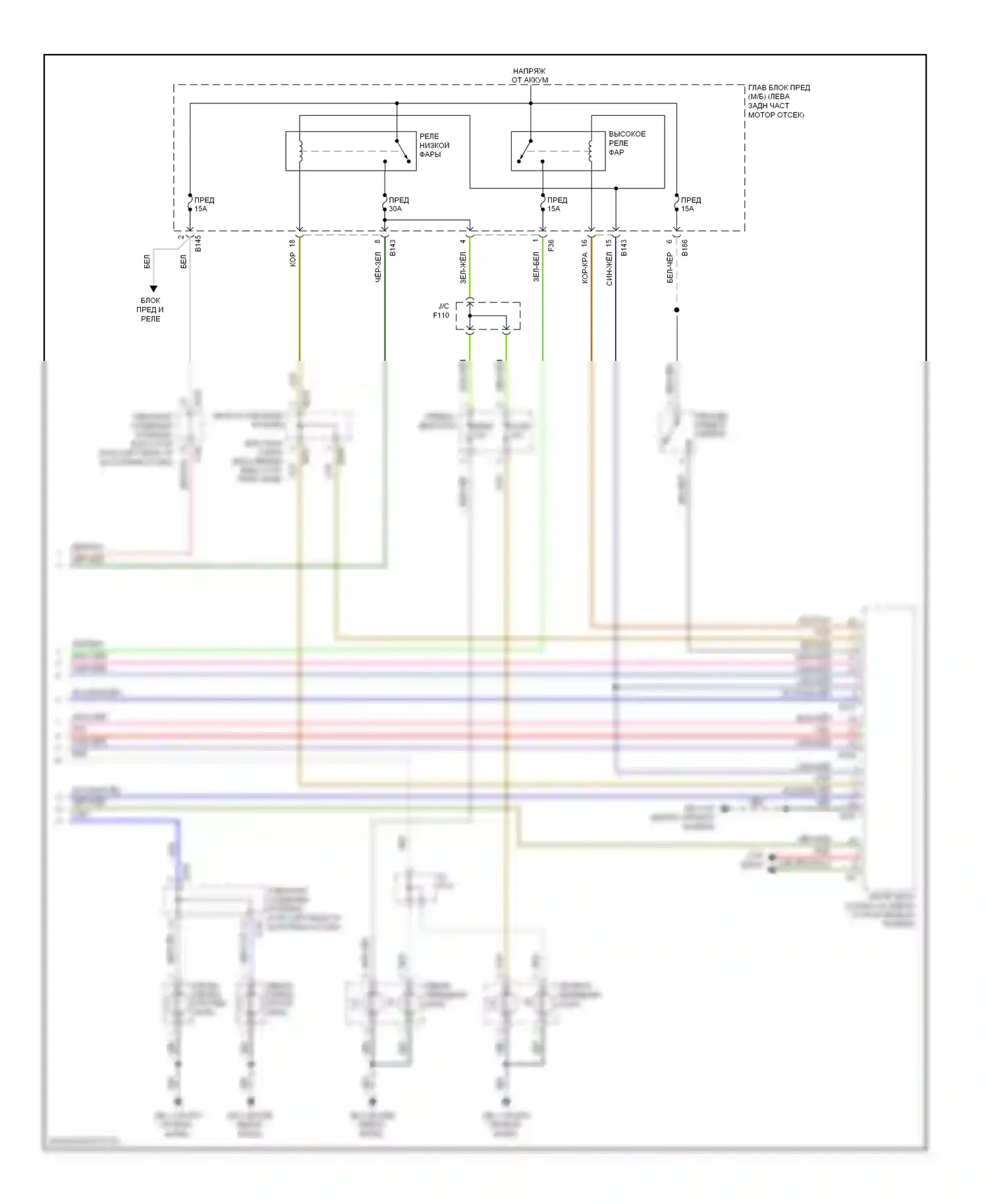Forester Subaru SH (2007-2011): Электросхема фар и противотуманных фар (2 из 2) 
