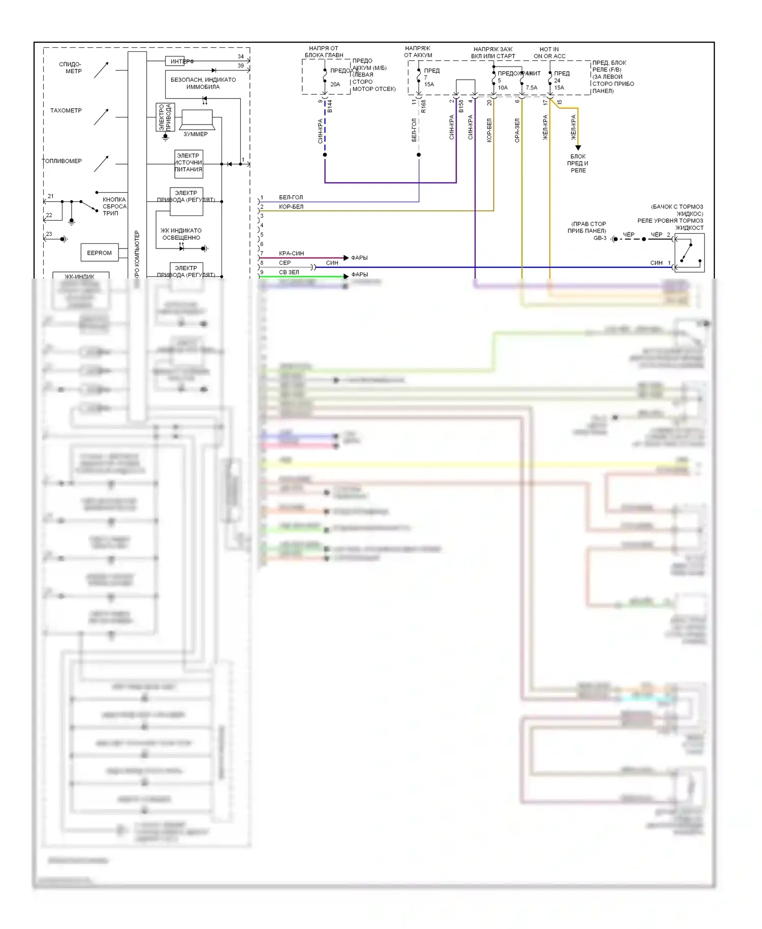 Forester Subaru SH (2007-2011): Электросхема приборной панели (1 из 2) 