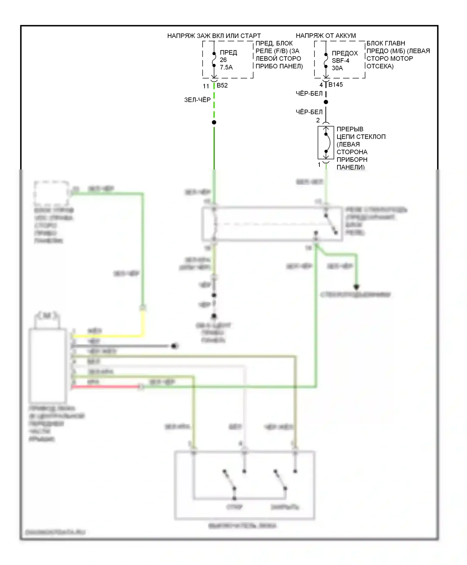 Forester Subaru SH (2007-2011): Электросхема складной крыши/люка 