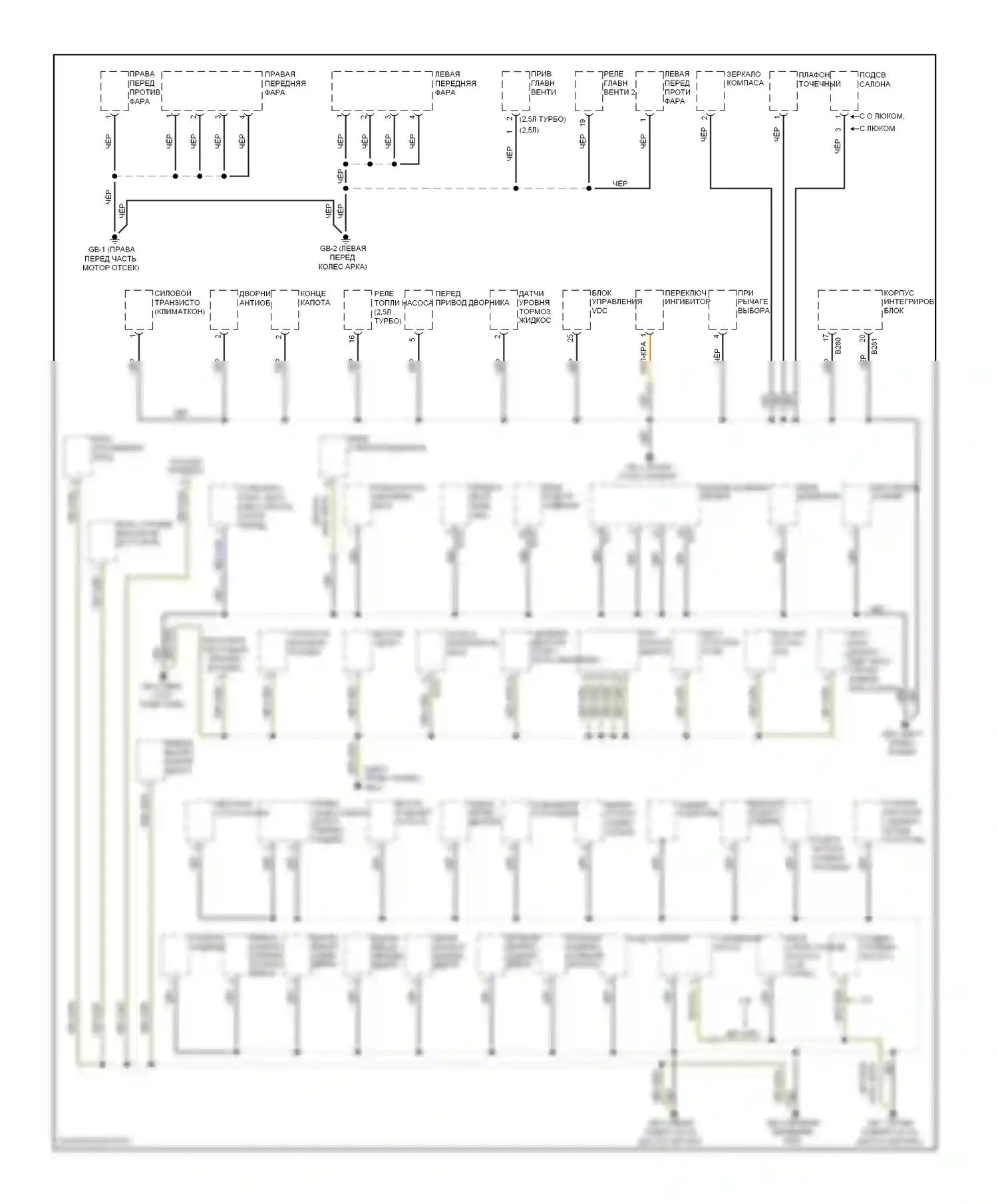 Forester Subaru SH (2007-2011): Электросхема точек подключения масс (1 из 3) 