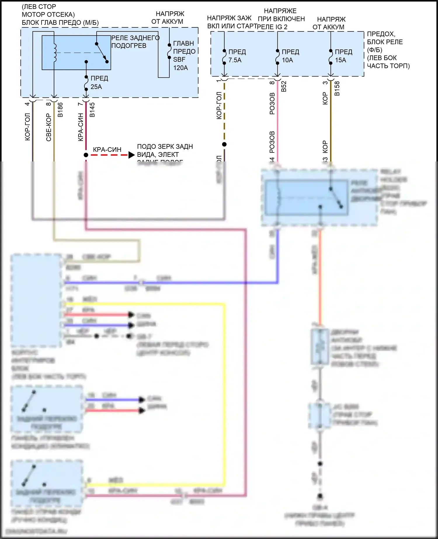 Forester Subaru SJ рестайлинг 2 (2016-2018): Электросхема антиобледенителя дворника 