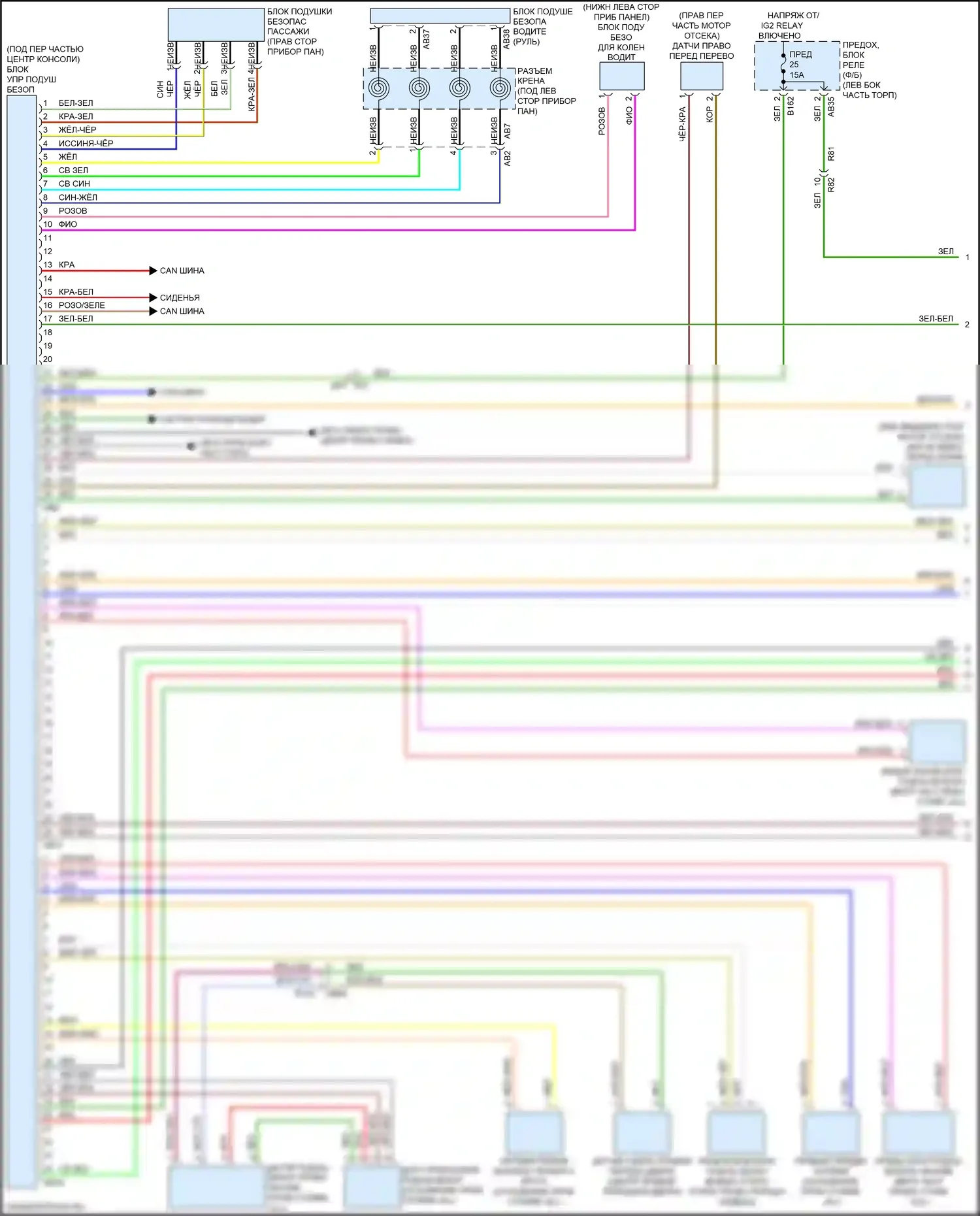 Forester Subaru SJ рестайлинг 2 (2016-2018): Электросхема подушек безопасности (1 из 2) 