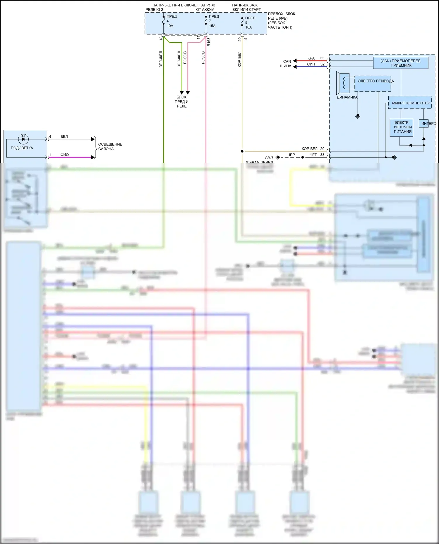 Forester Subaru SJ рестайлинг 2 (2016-2018): Электросхема системы автоматического торможения заднего хода 