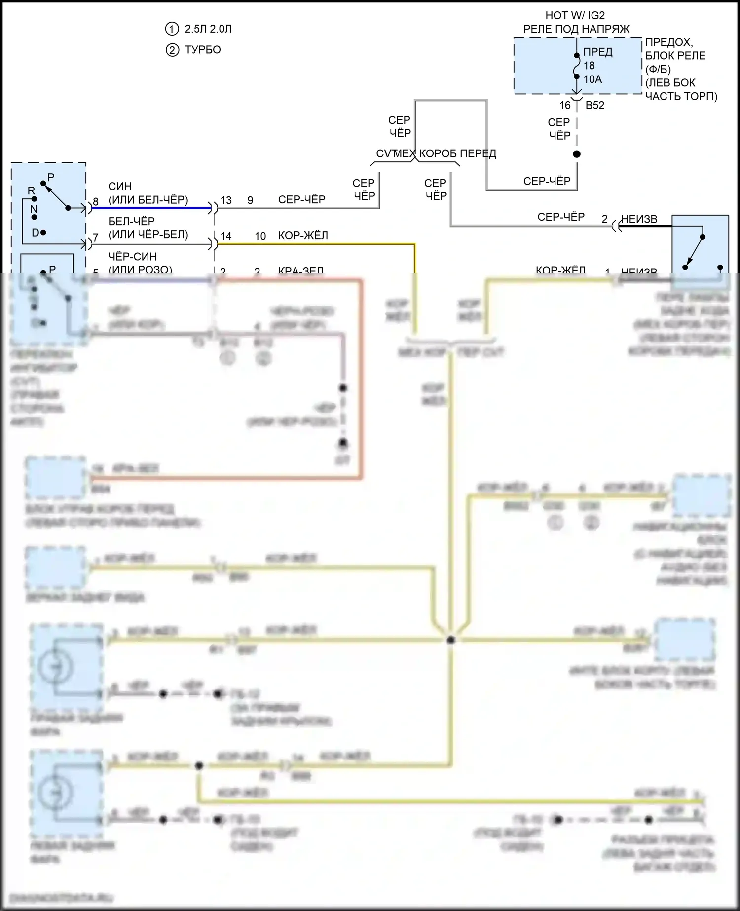 Forester Subaru SJ рестайлинг (2015-2016): Электросхема фонарей заднего хода 
