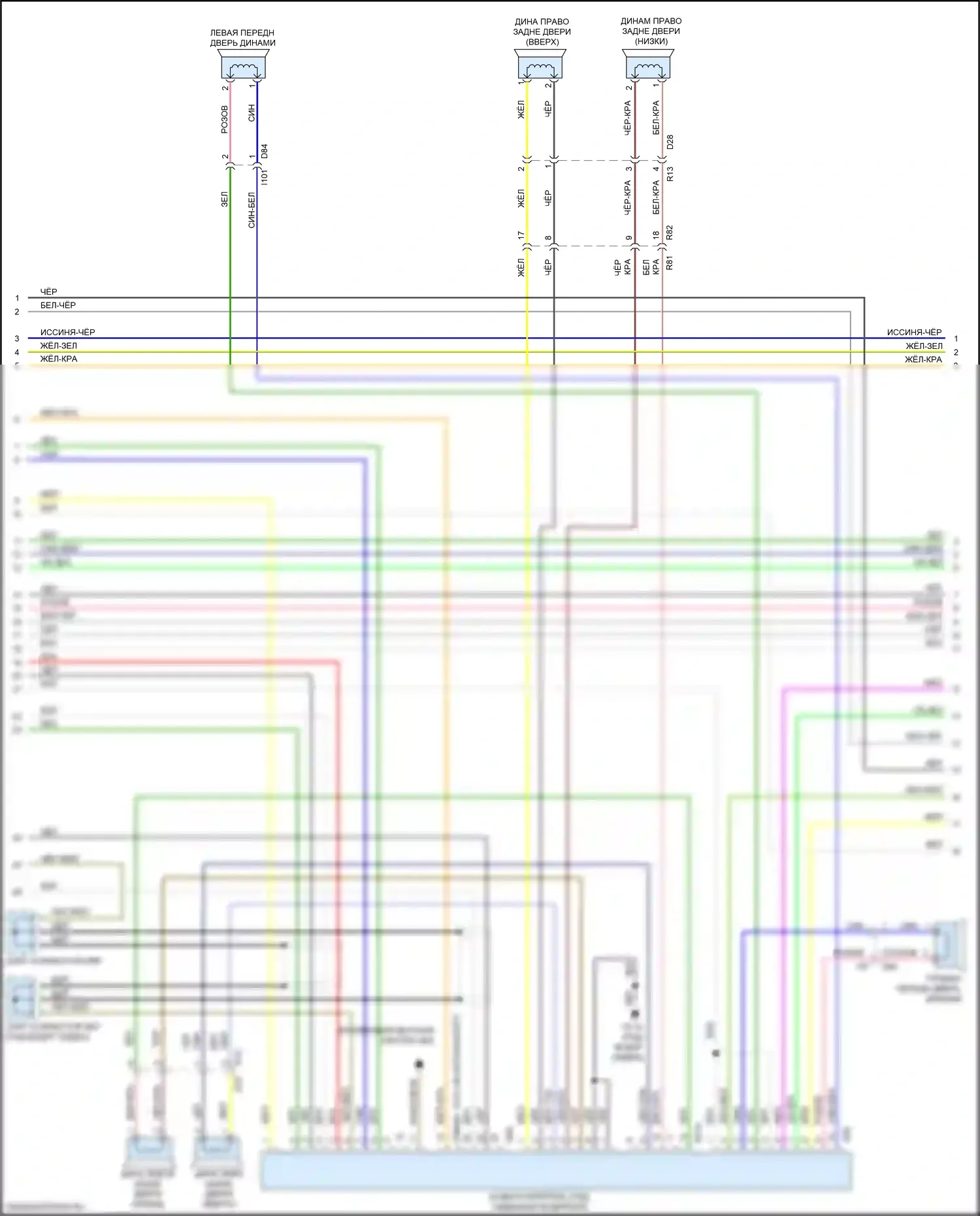 Forester Subaru SJ рестайлинг (2015-2016): Электросхема магнитолы, с усилителем звука и телематикой (2 из 3) 