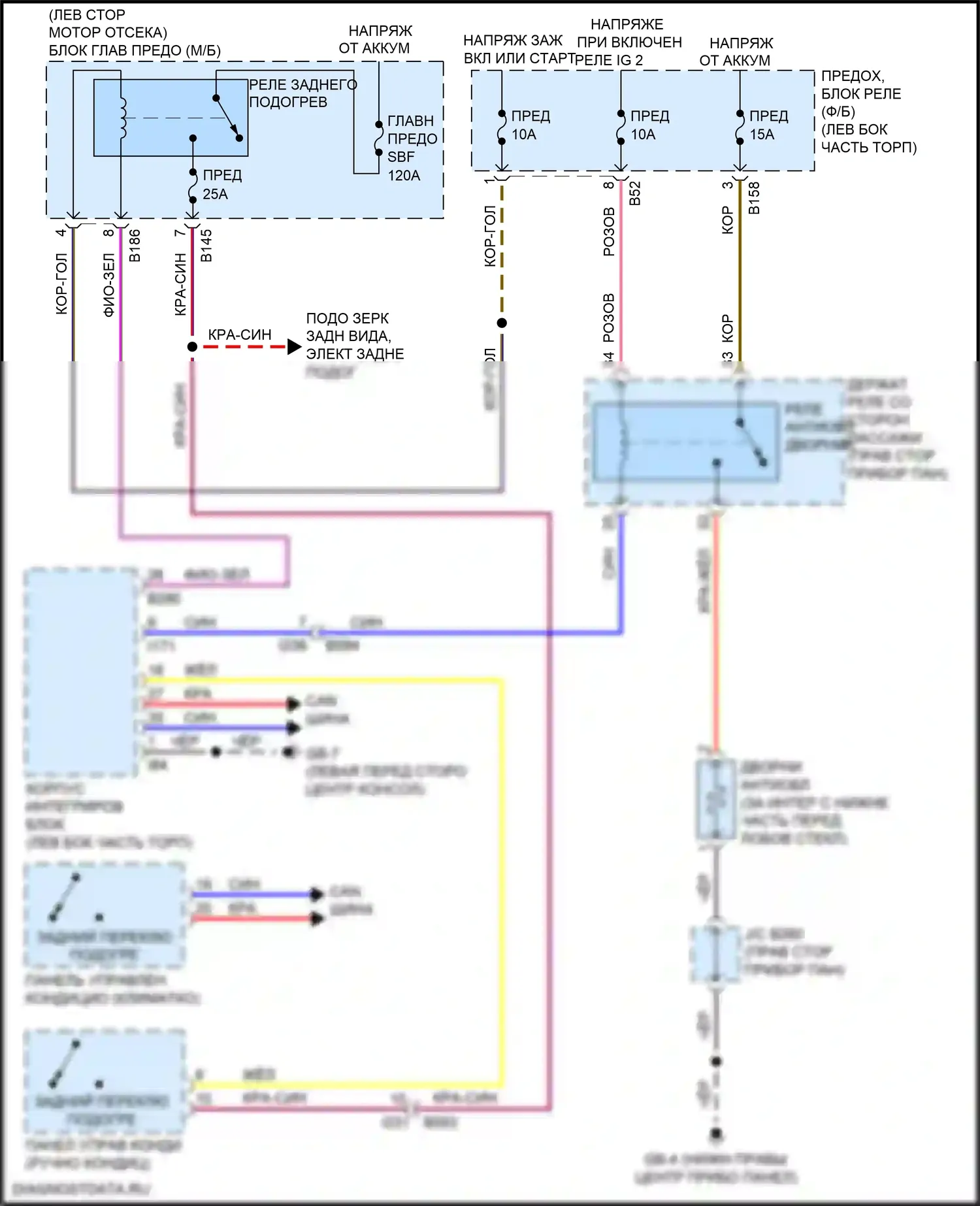 Forester Subaru SJ рестайлинг (2015-2016): Электросхема антиобледенителя дворника 