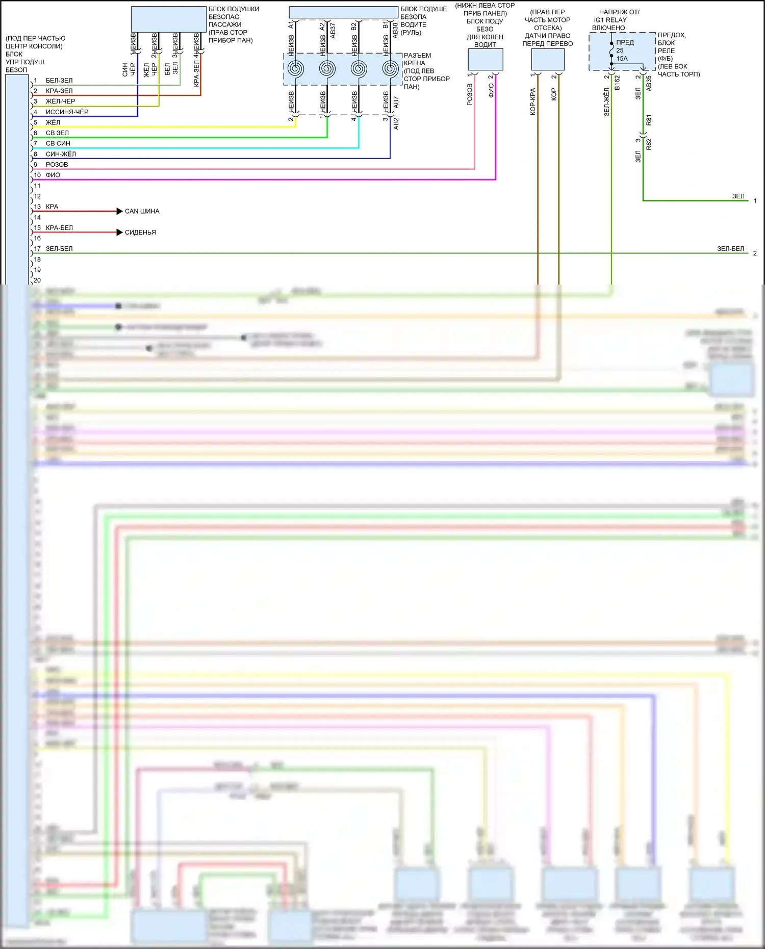 Forester Subaru SJ рестайлинг (2015-2016): Электросхема подушек безопасности (1 из 2) 