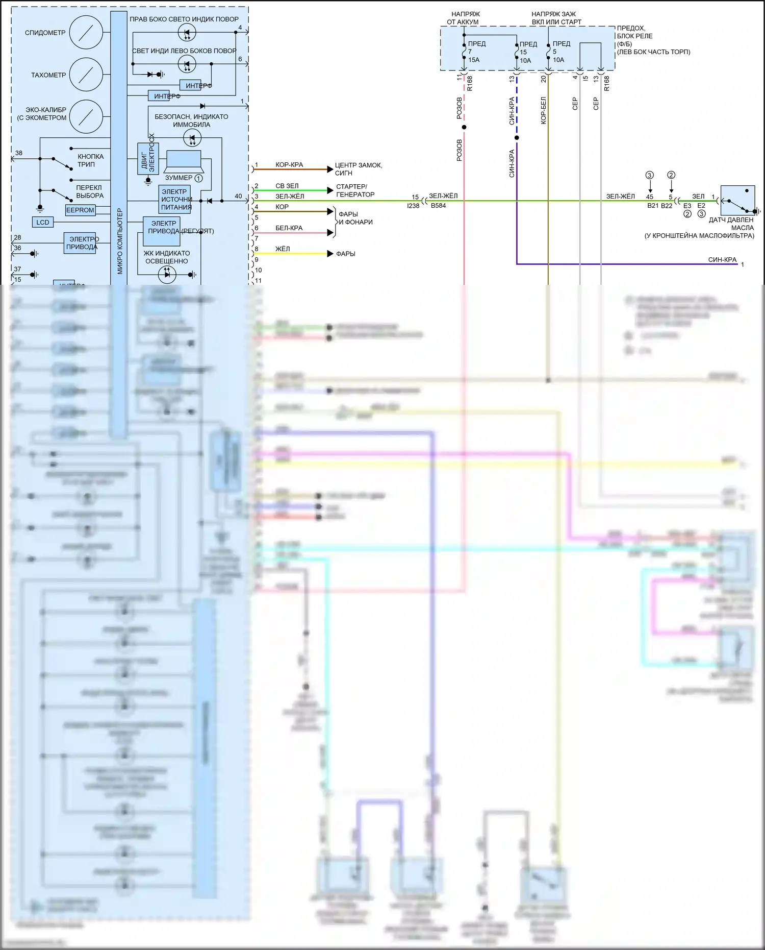 Forester Subaru SJ рестайлинг (2015-2016): Электросхема приборной панели (1 из 3) 