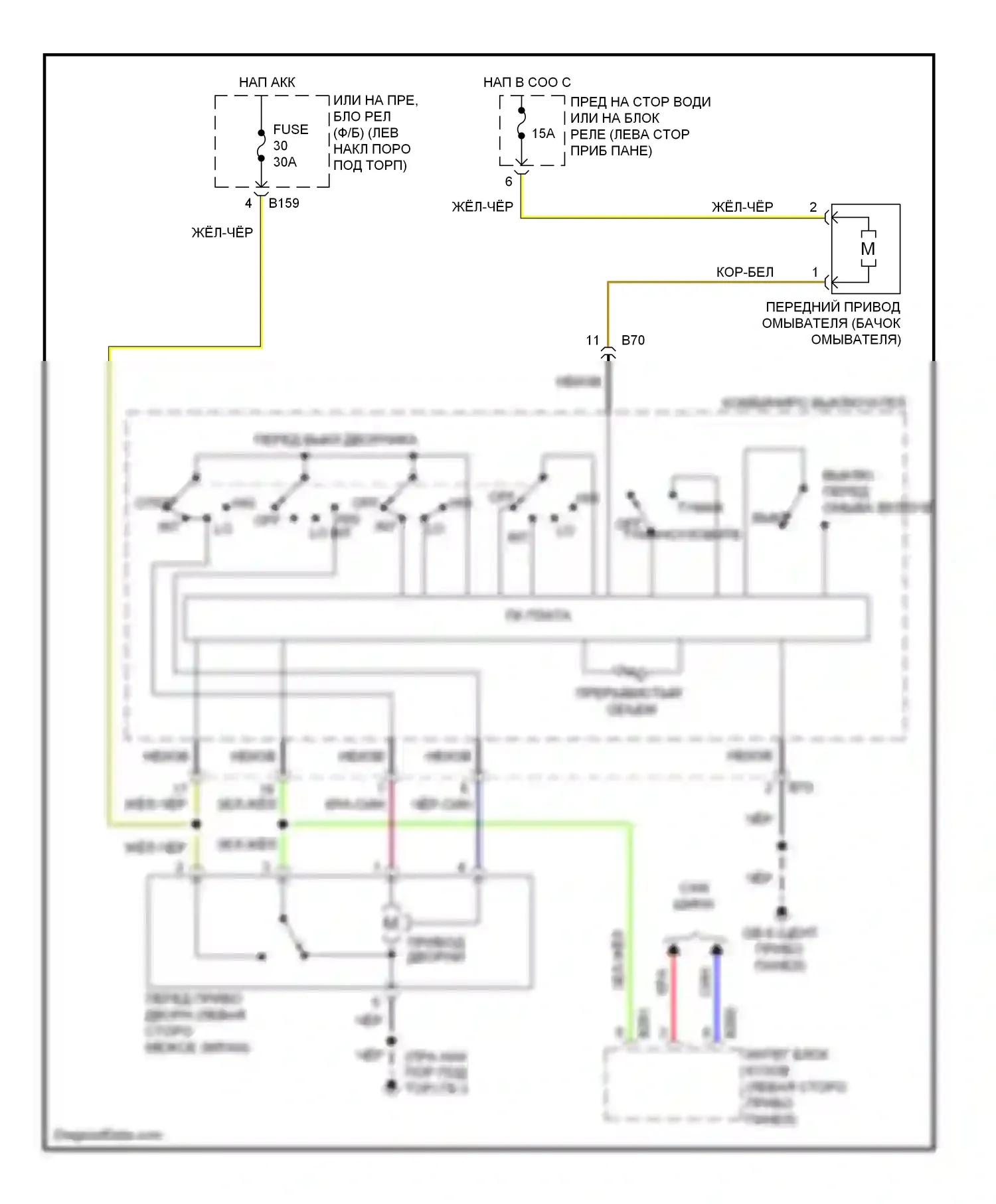 Forester Subaru SJ (2012-2015): Электросхема передних дворников и омывателей 
