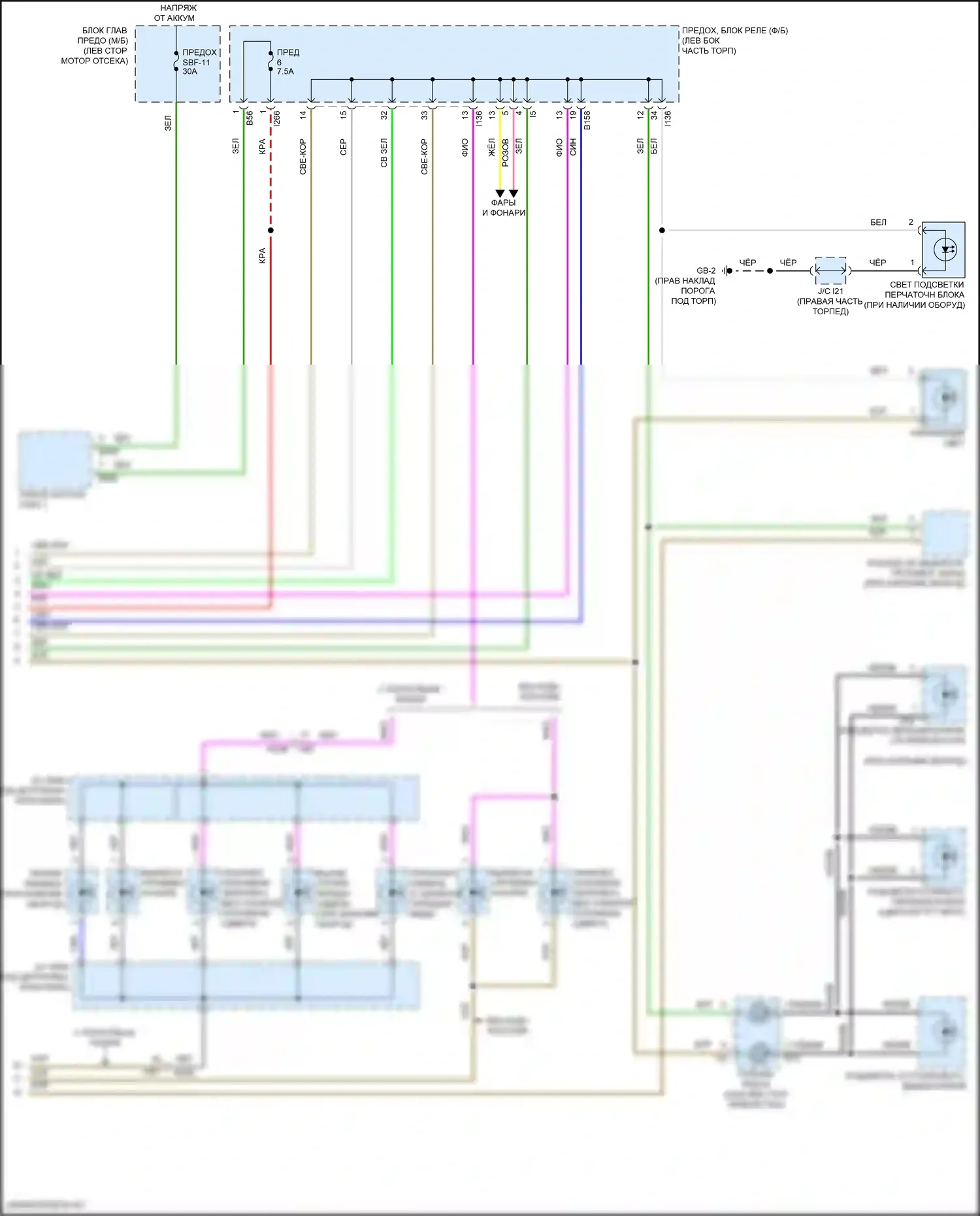 Forester Subaru SK рестайлинг (2021-2024): Электросхема подсветки приборной панели (3 из 3) 