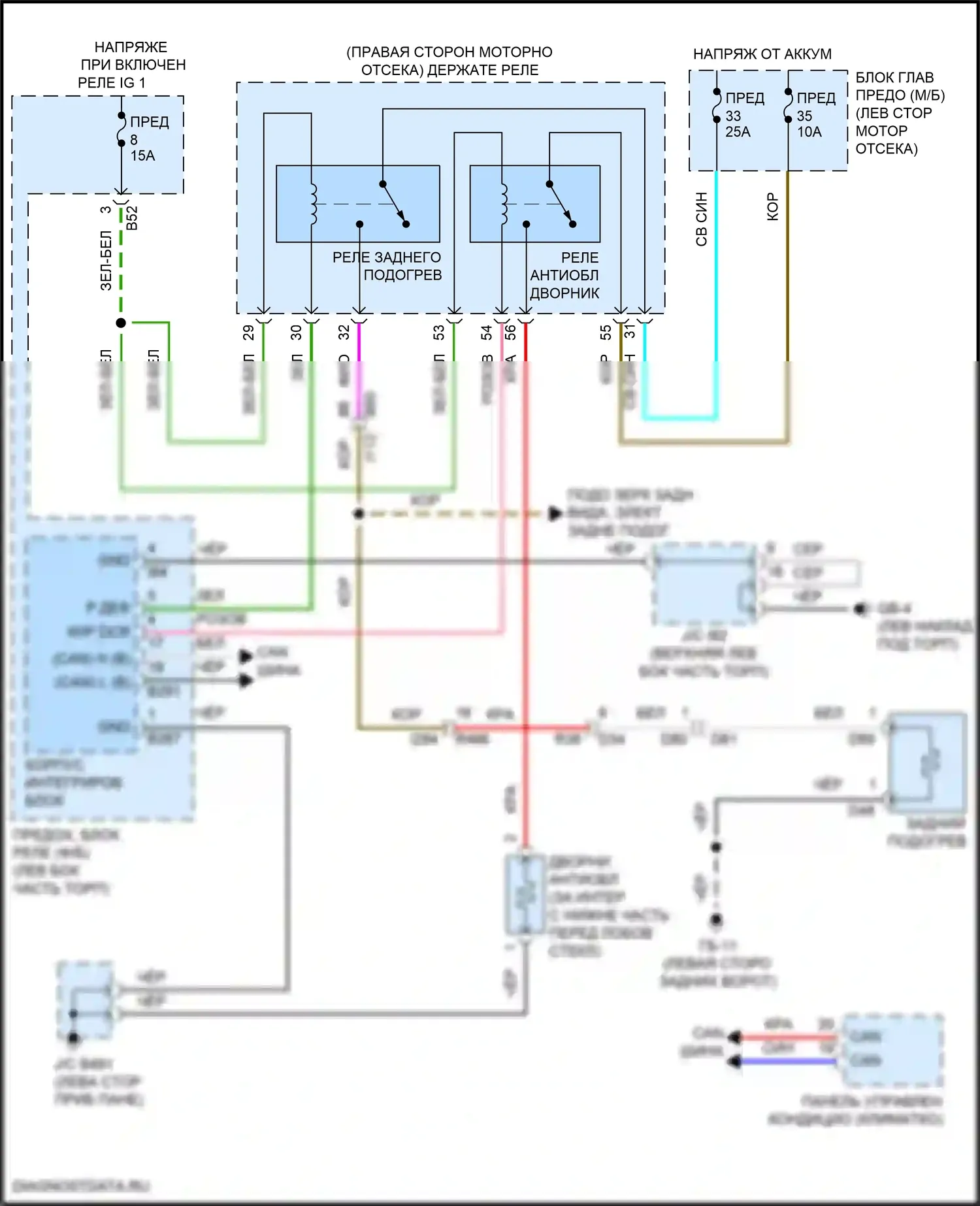 Forester Subaru SK рестайлинг (2021-2024): Электросхема антиобледенителя дворника 
