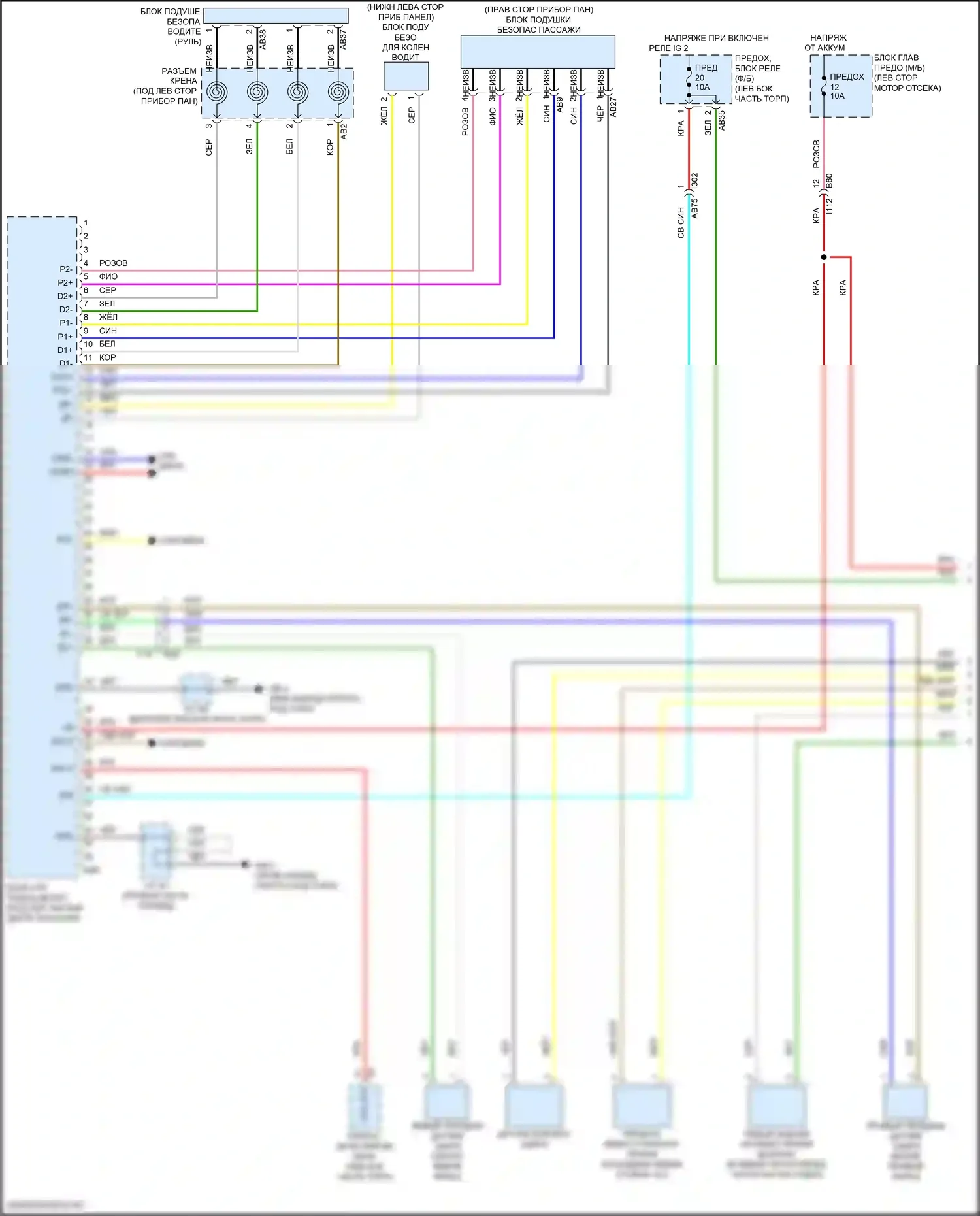 Forester Subaru SK рестайлинг (2021-2024): Электросхема подушек безопасности (1 из 3) 