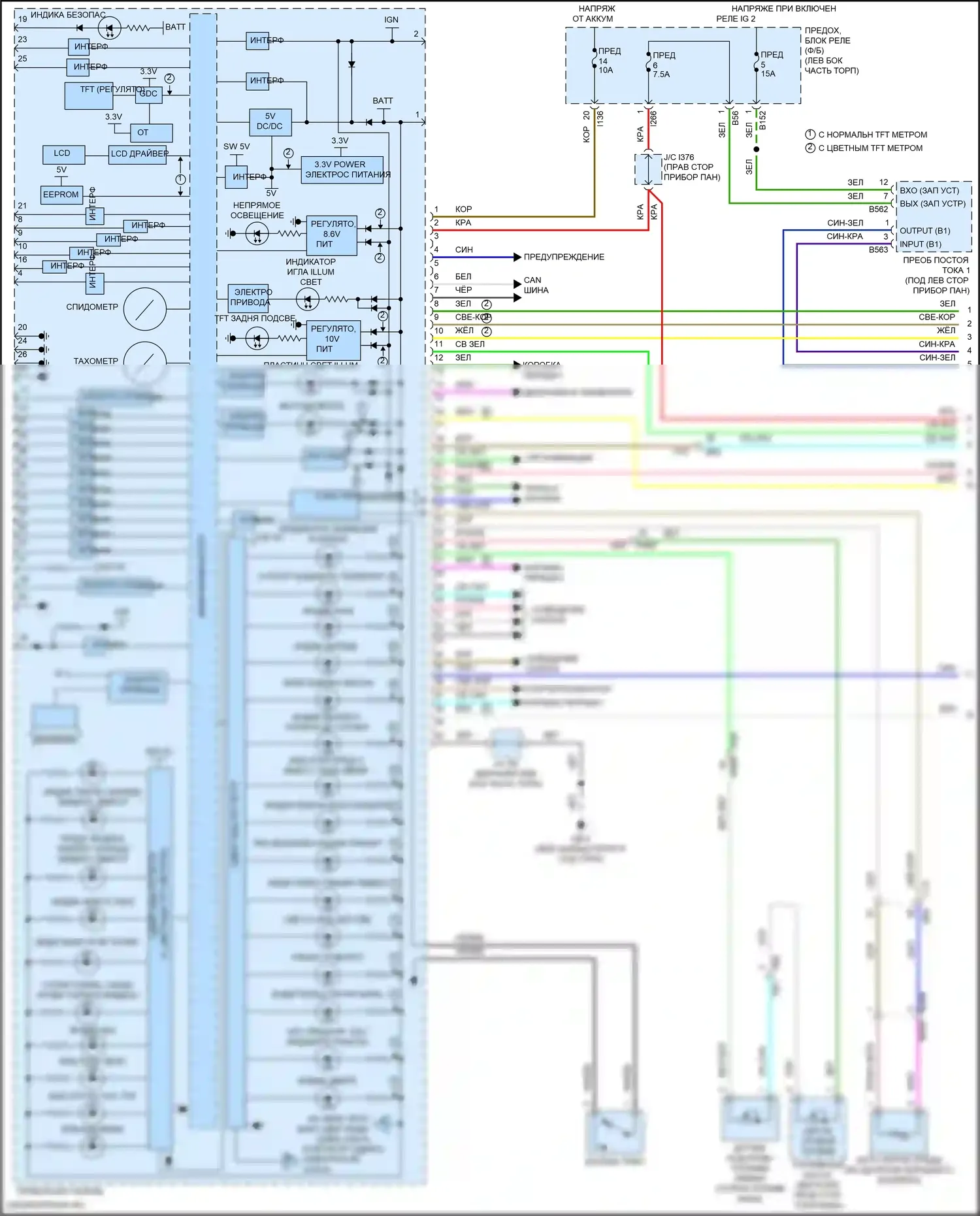 Forester Subaru SK рестайлинг (2021-2024): Электросхема приборной панели (1 из 4) 
