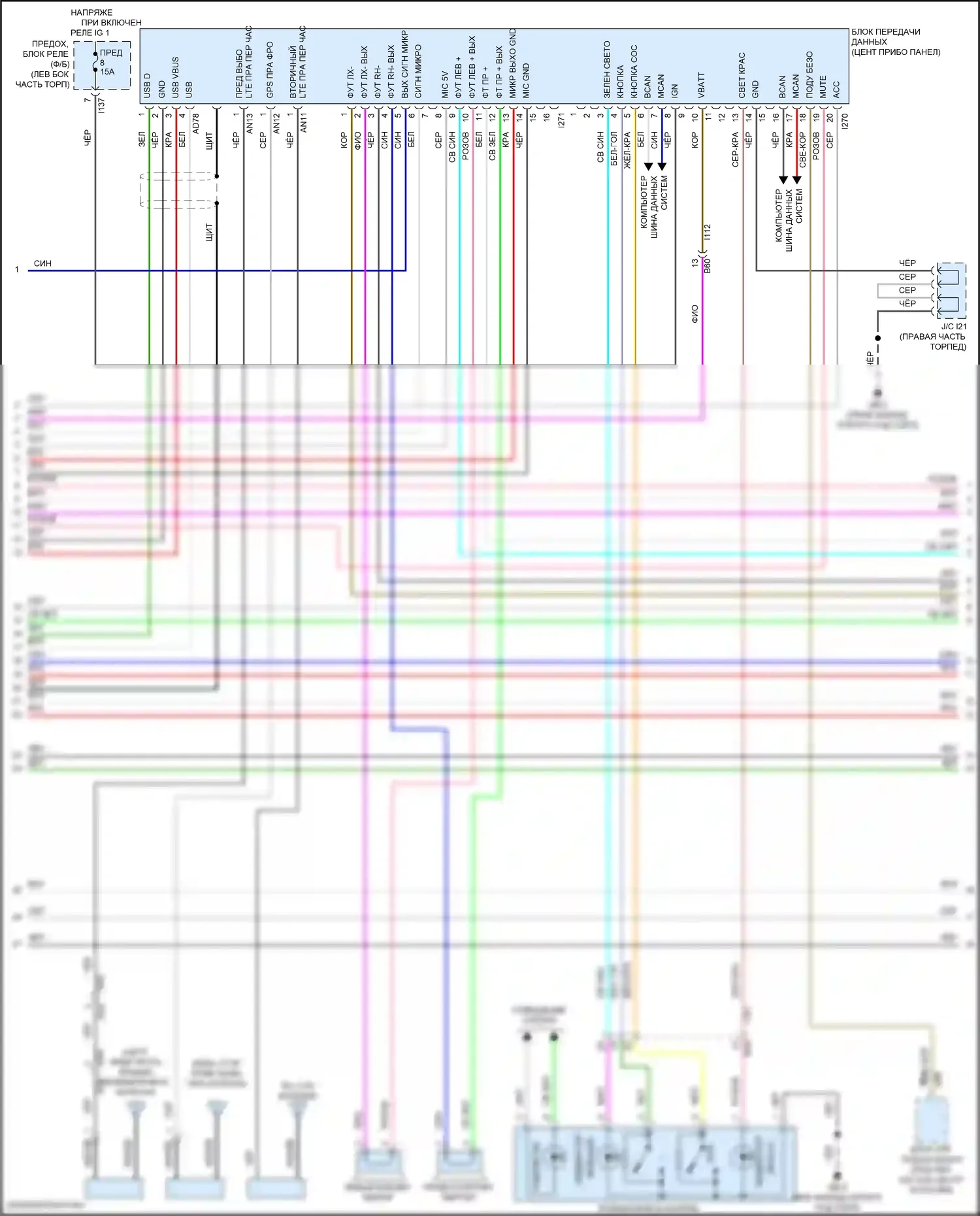 Forester Subaru SK рестайлинг (2021-2024): Электросхема навигации, с усилителем звука и телематикой (2 из 3) 