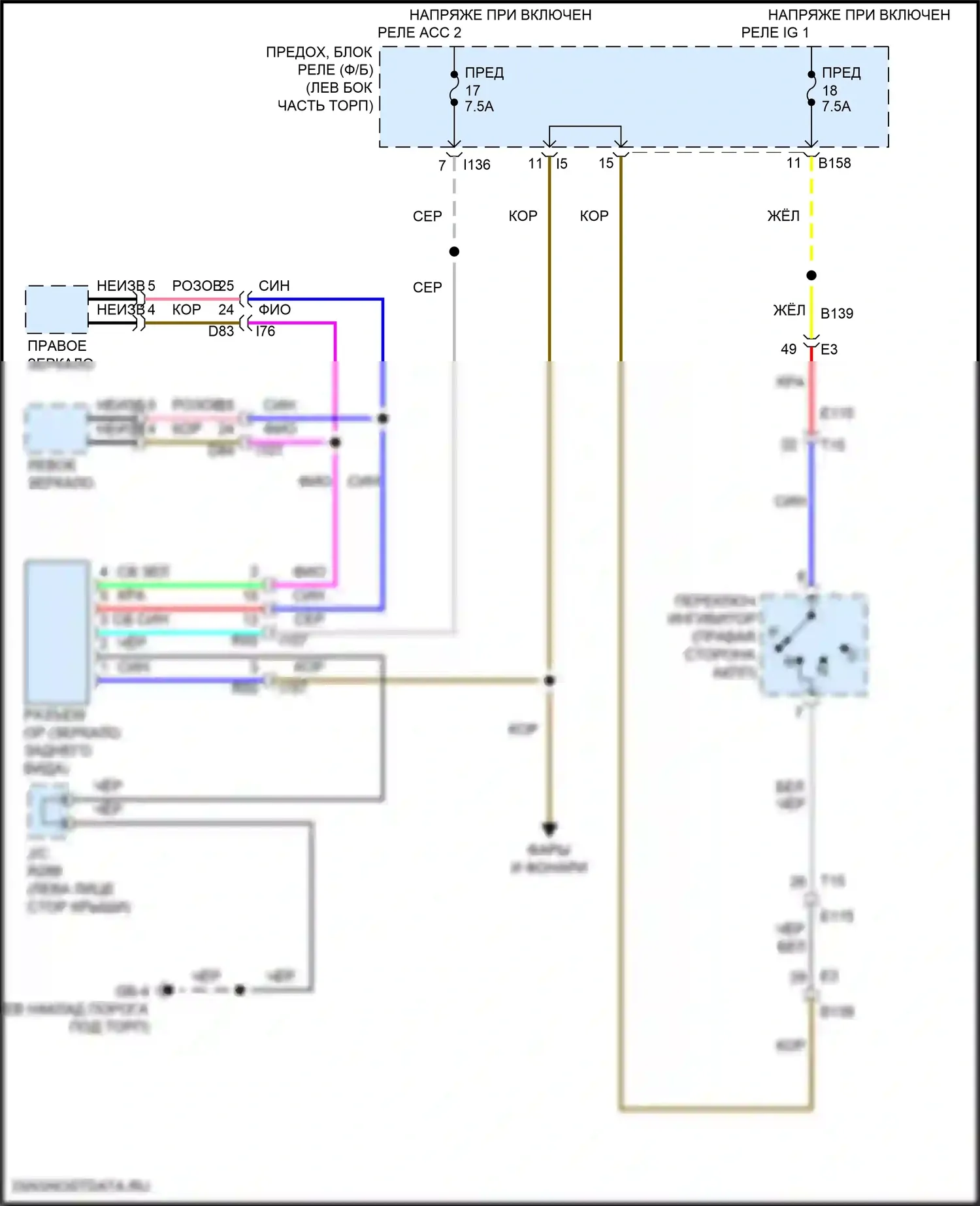 Forester Subaru SK рестайлинг (2021-2024): Электросхема автоматического дневного/ночного зеркала 