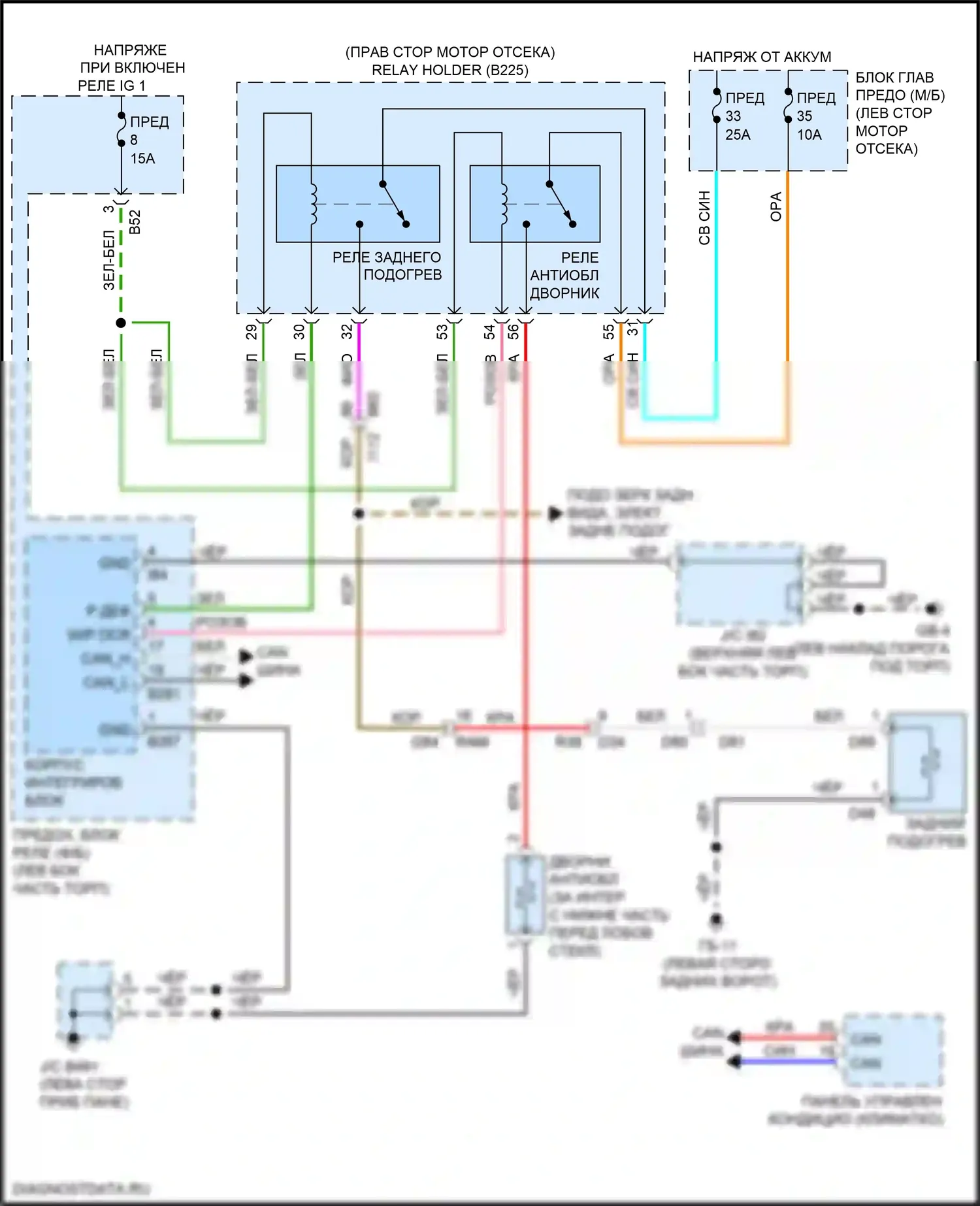 Forester Subaru SK (2018-2021): Электросхема антиобледенителя дворника 