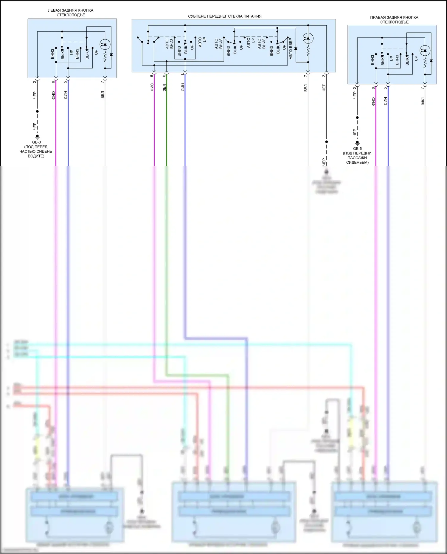 Forester Subaru SK (2018-2021): Электросхема стеклоподъемников, с функцией задержки отключения всех сидений (2 из 2) 