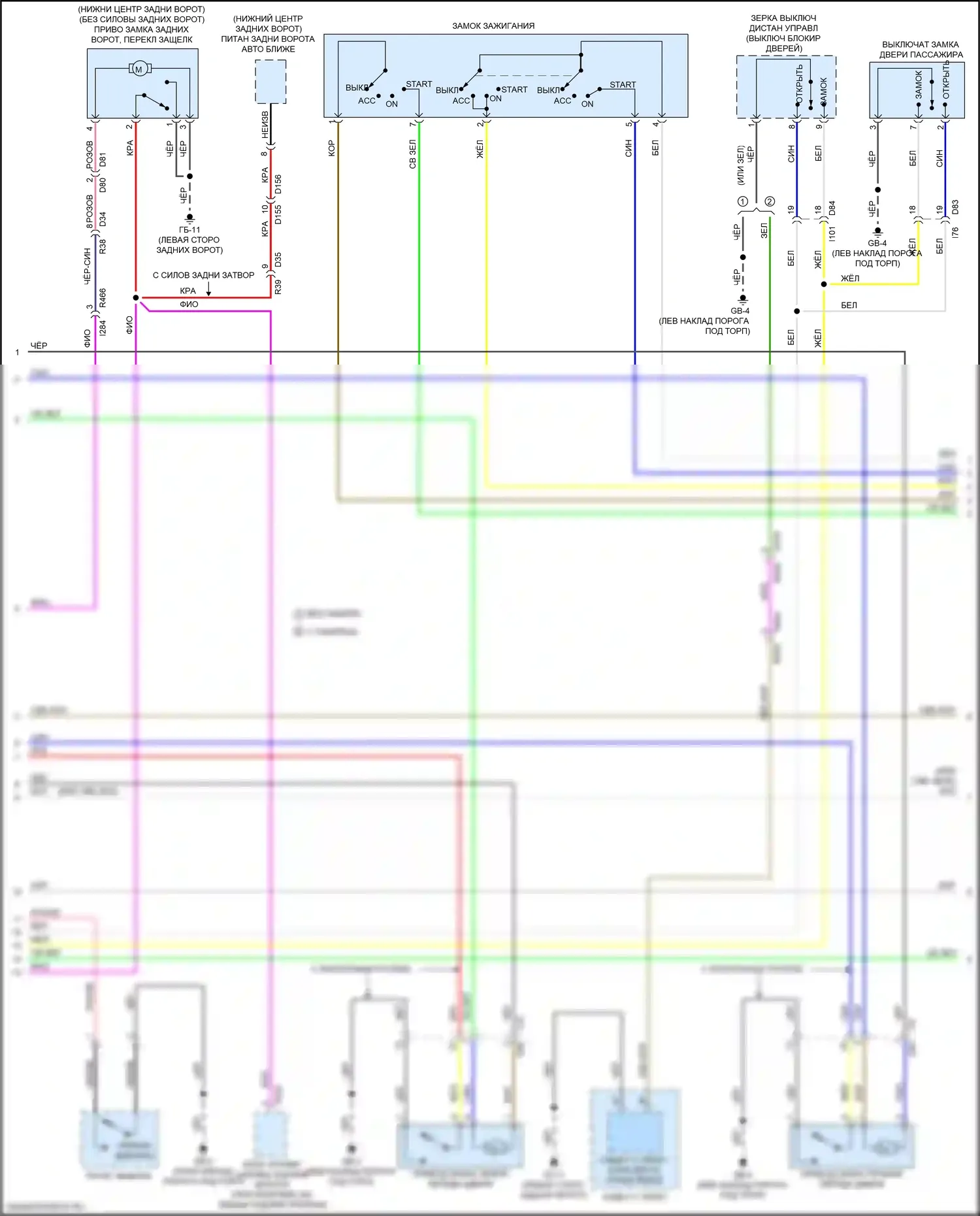 Forester Subaru SK (2018-2021): Электросхема центрального замка, без системы бесключевого доступа (2 из 3) 