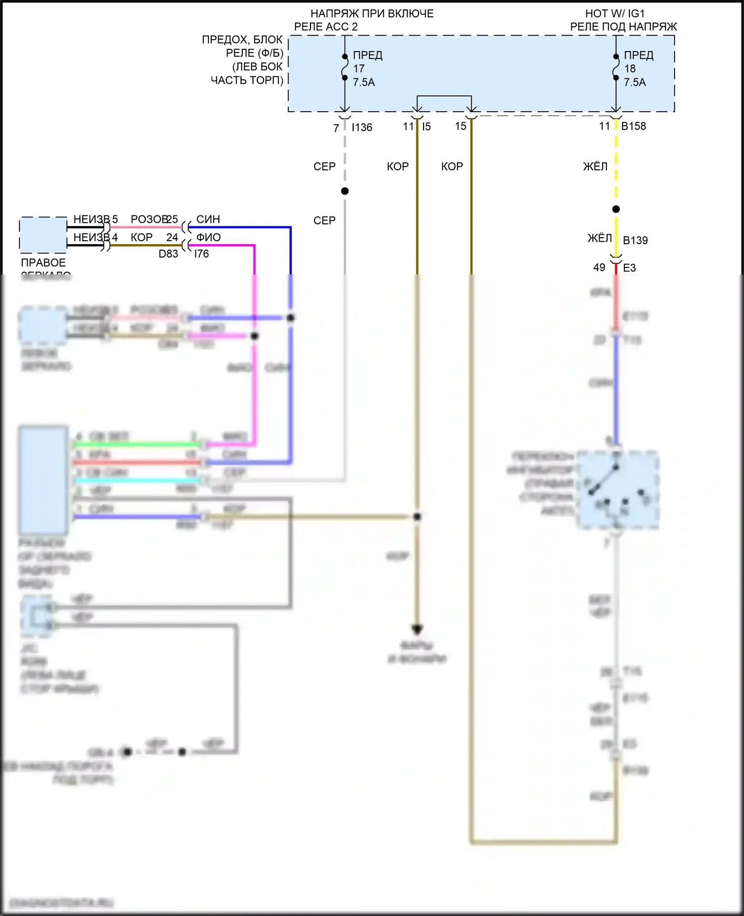 Forester Subaru SK (2018-2021): Электросхема автоматического дневного/ночного зеркала 