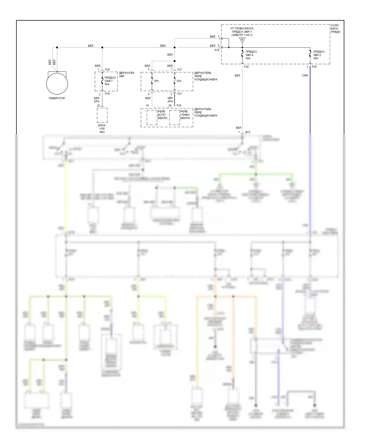 Impreza Subaru GC/GF (1992-2000): Электросхема блока предохранителей реле (2 из 3) 