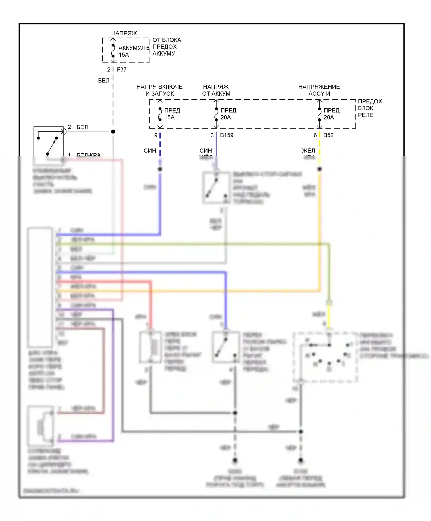 Impreza Subaru GC/GF (1992-2000): Электросхема блокировки селектора 