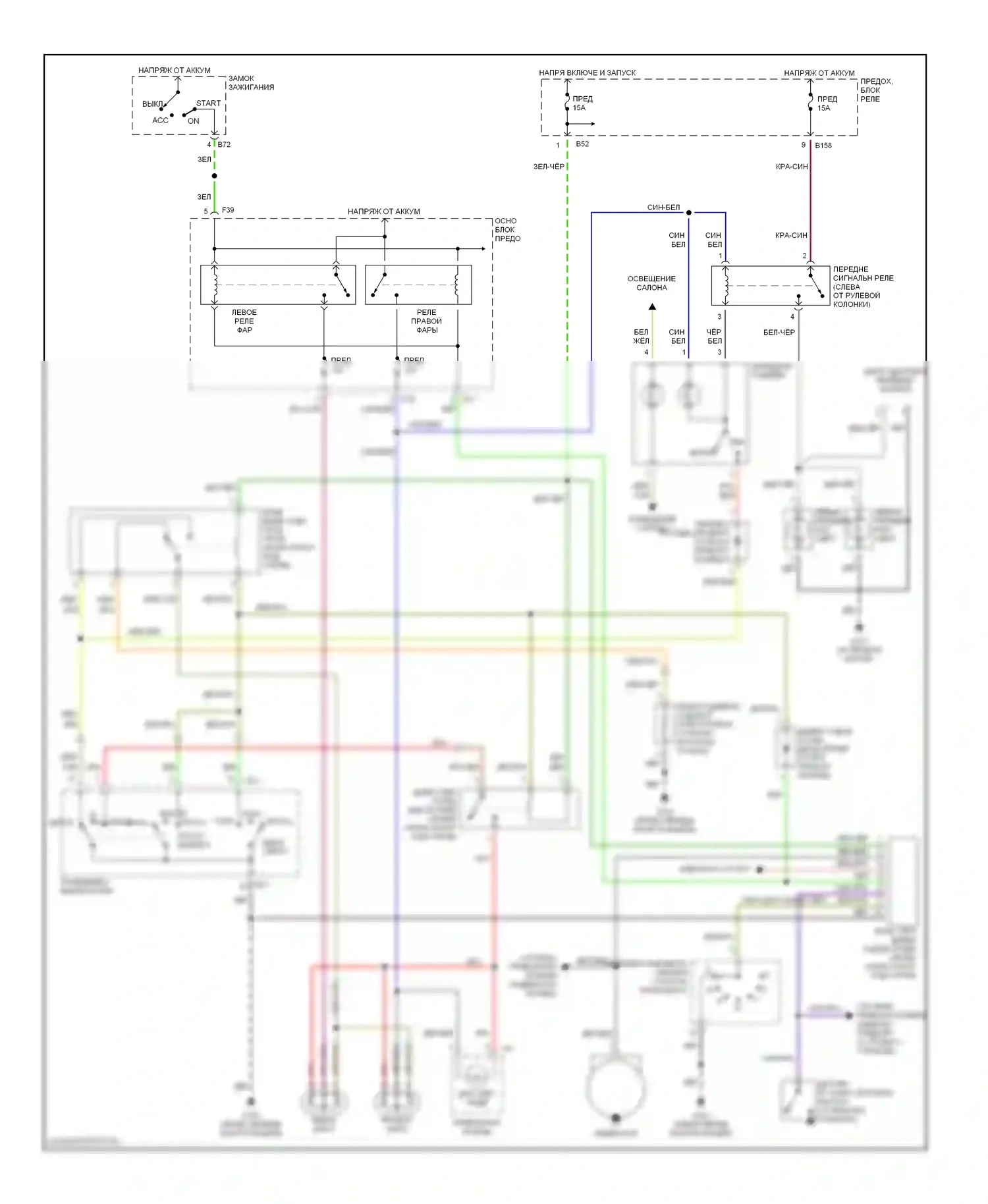 Impreza Subaru GC/GF (1992-2000): Электросхема фар, с черт. 